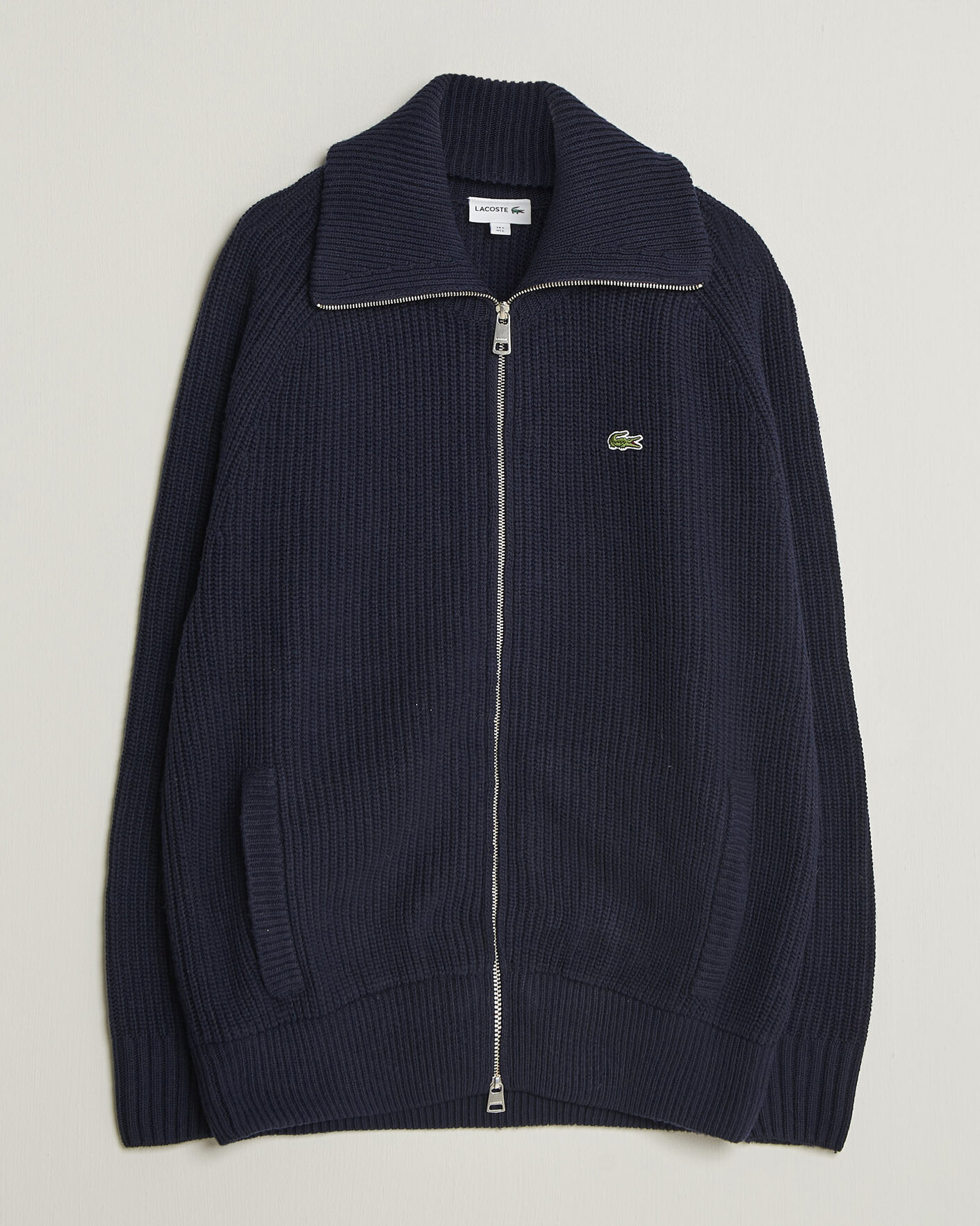 Men | Sweaters & Knitwear | Lacoste | Heavy Wool Knitted Full Zip Navy Blue