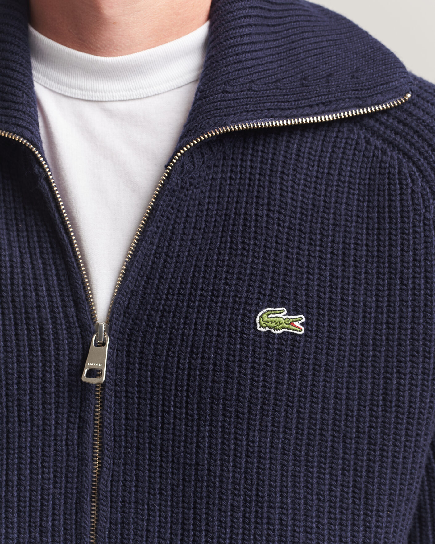 Men | Sweaters & Knitwear | Lacoste | Heavy Wool Knitted Full Zip Navy Blue