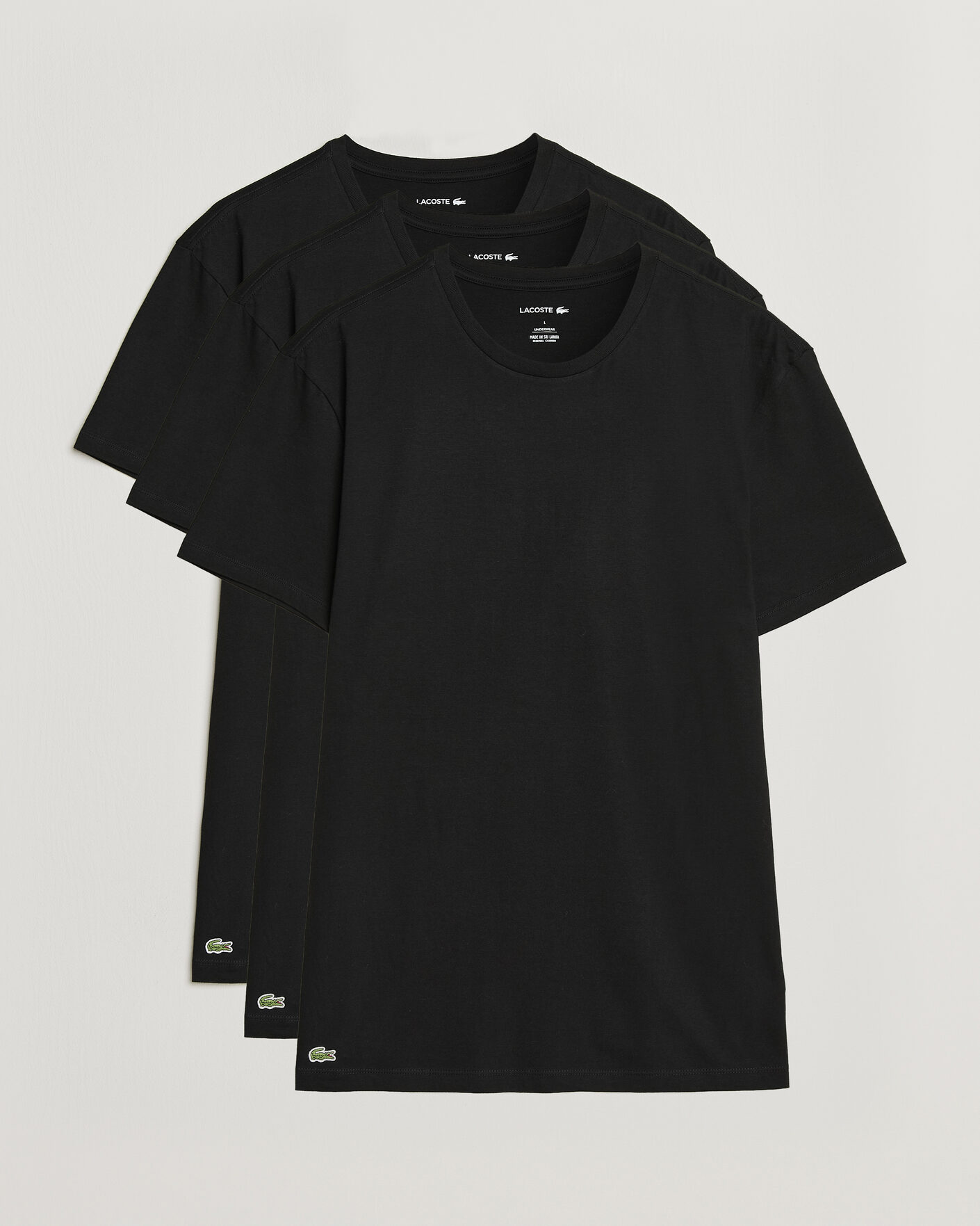 Men | T-Shirts | Lacoste | 3-Pack Crew Neck T-Shirt Black