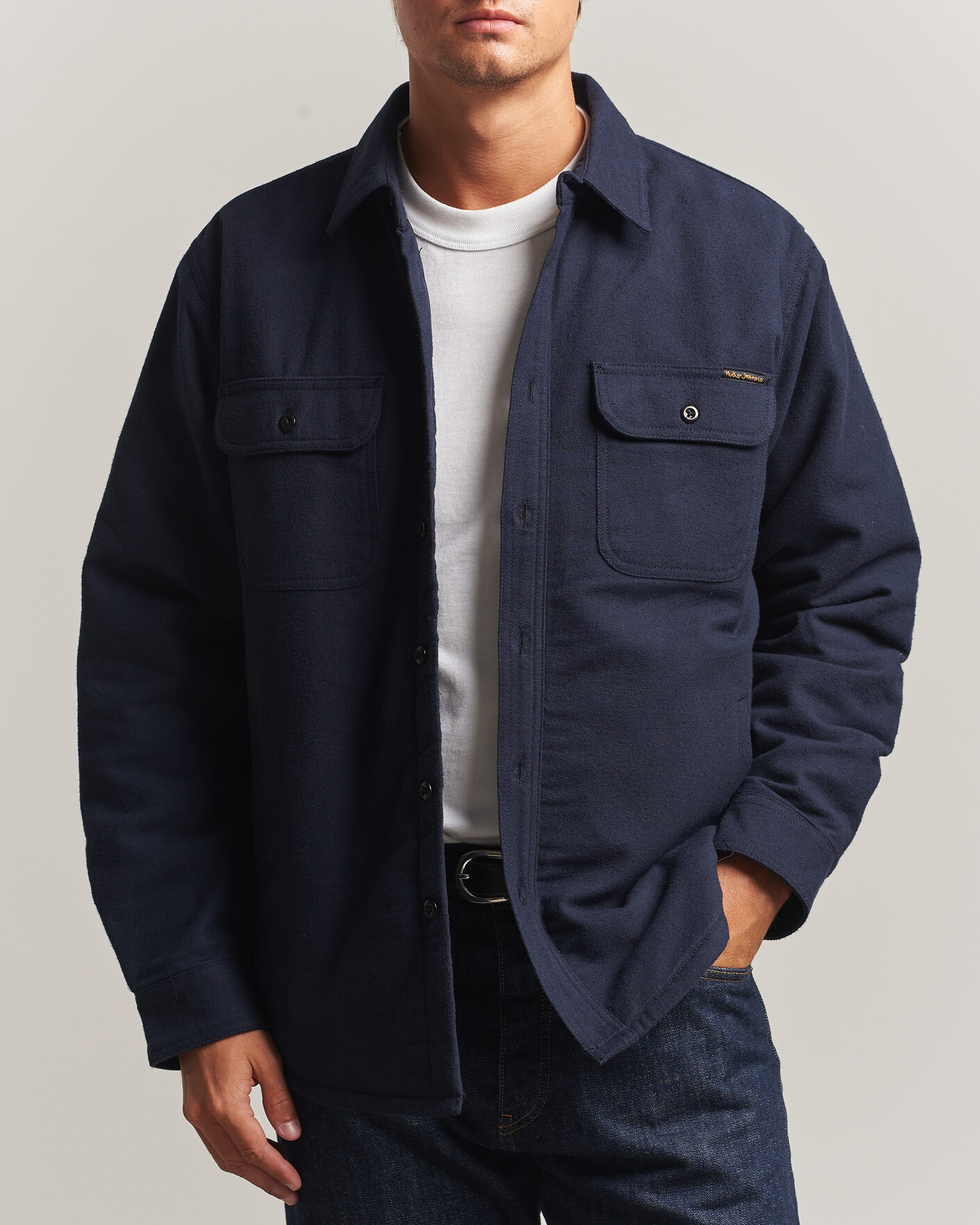 Men | Shirts | Nudie Jeans | Glenn Padded Overshirt Blueberry