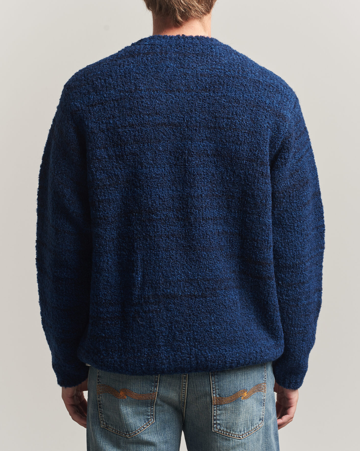 Men | Sweaters & Knitwear | Nudie Jeans | Gurra Bouclé Knitted Sweater Blue Multi