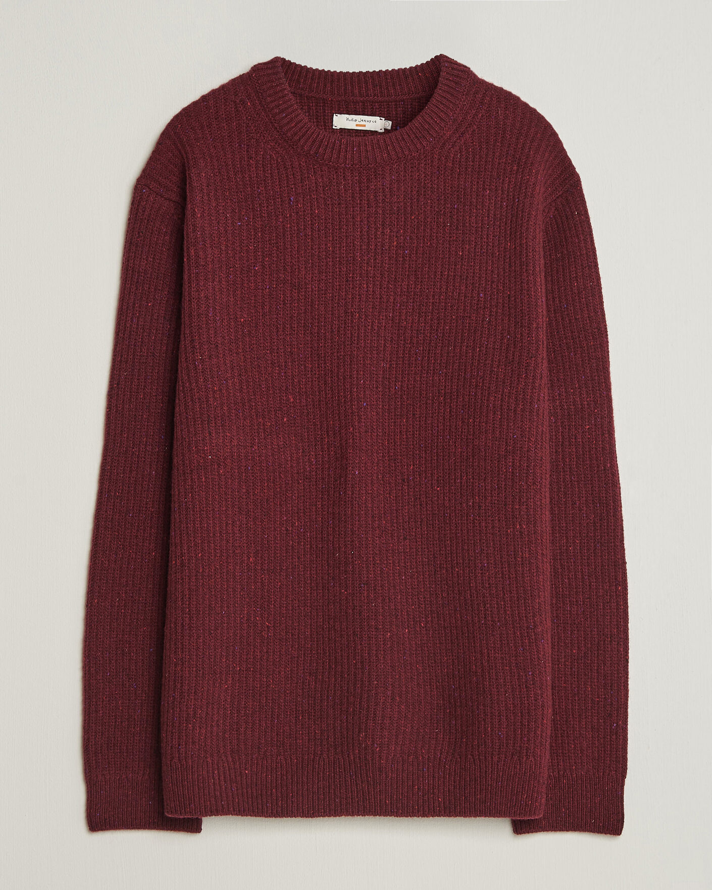 Men | Sweaters & Knitwear | Nudie Jeans | August Wool Rib Knitted Sweater Burgundy