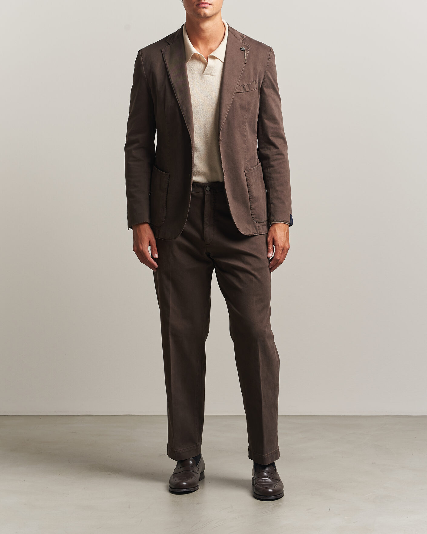 Men | Blazers | Santaniello | Washed Cotton Patch Pocket Blazer Brown
