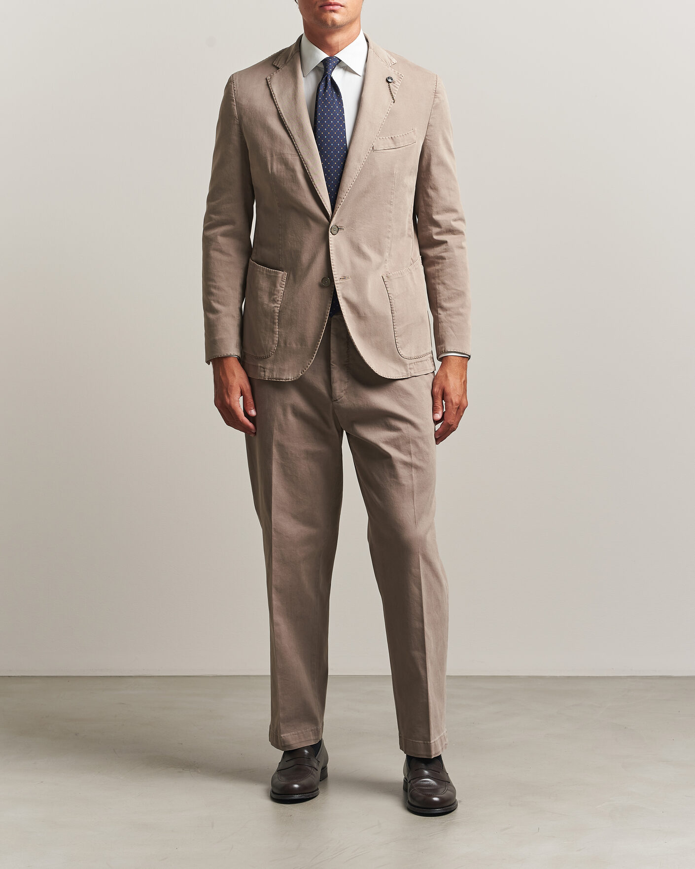 Men | Blazers | Santaniello | Washed Cotton Patch Pocket Blazer Taupe