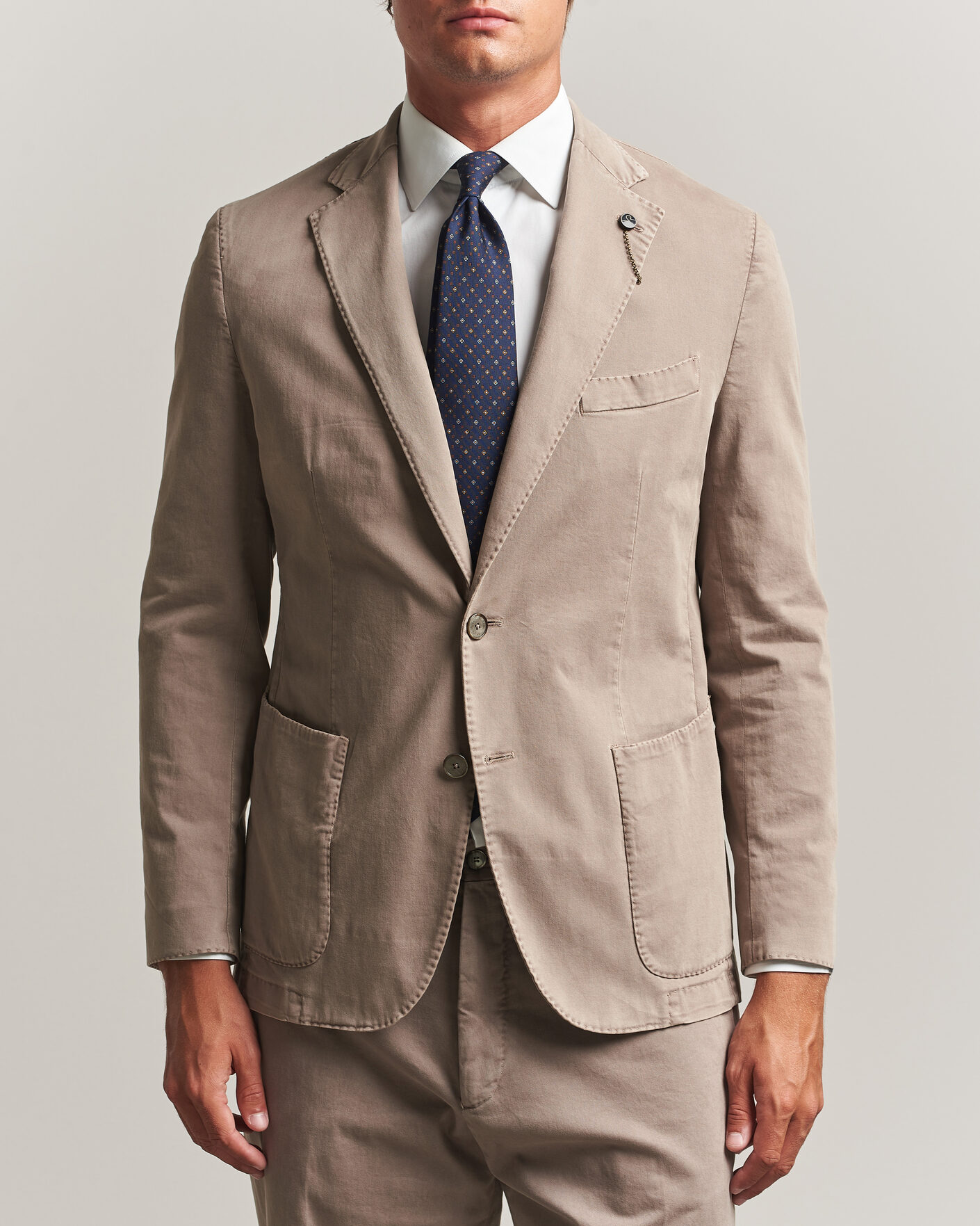 Men | Blazers | Santaniello | Washed Cotton Patch Pocket Blazer Taupe