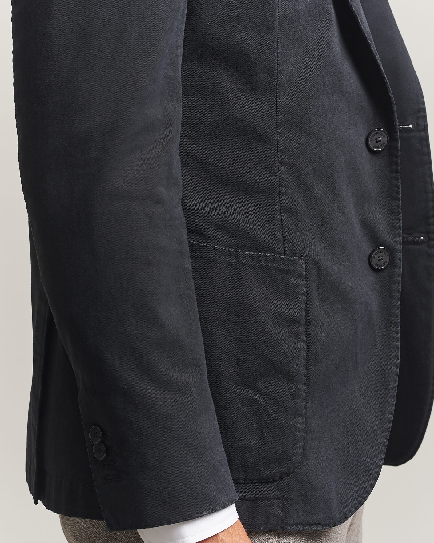 Men | Blazers | Santaniello | Washed Cotton Patch Pocket Blazer Black