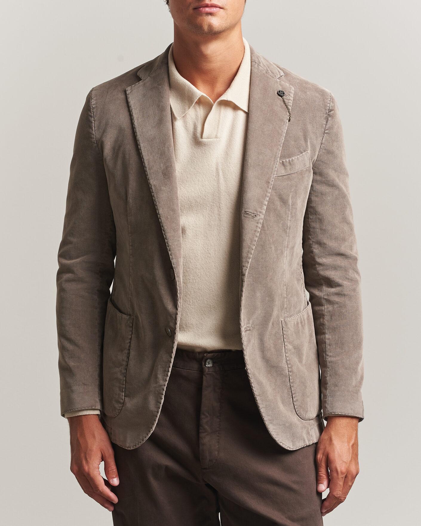Men | Blazers | Santaniello | Corduroy Patch Pocket Blazer Taupe