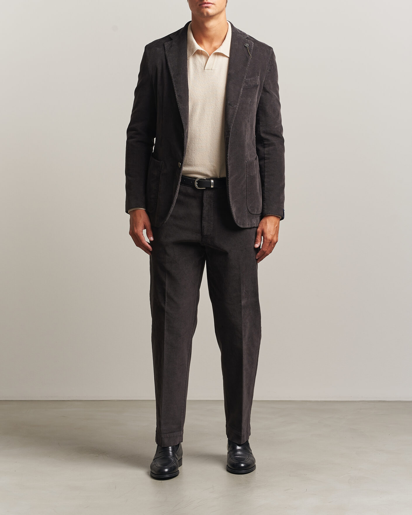 Men | Blazers | Santaniello | Corduroy Patch Pocket Blazer Dark Grey