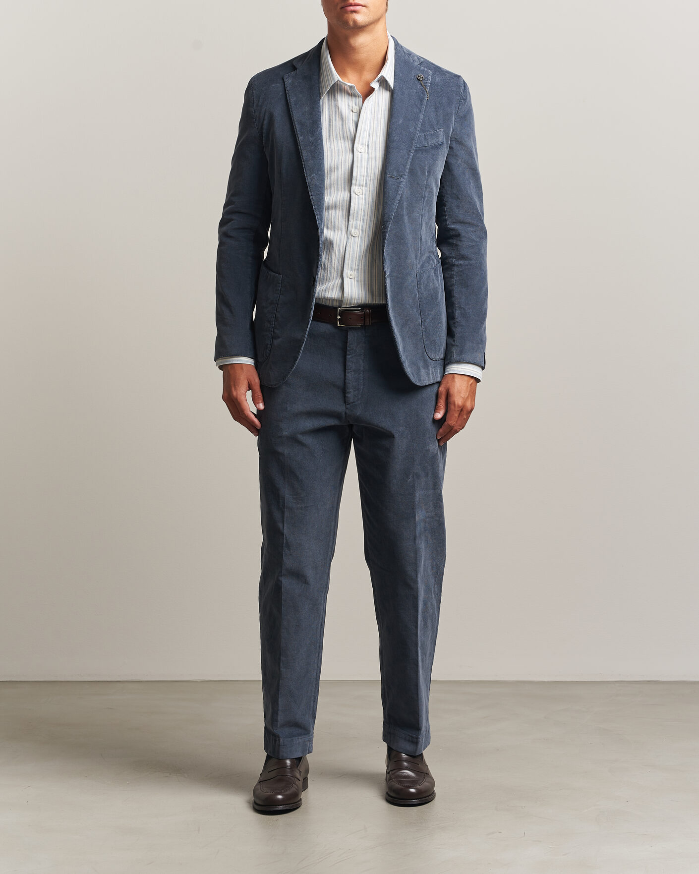 Men | Trousers | Santaniello | Corduroy Trousers Iron Blue