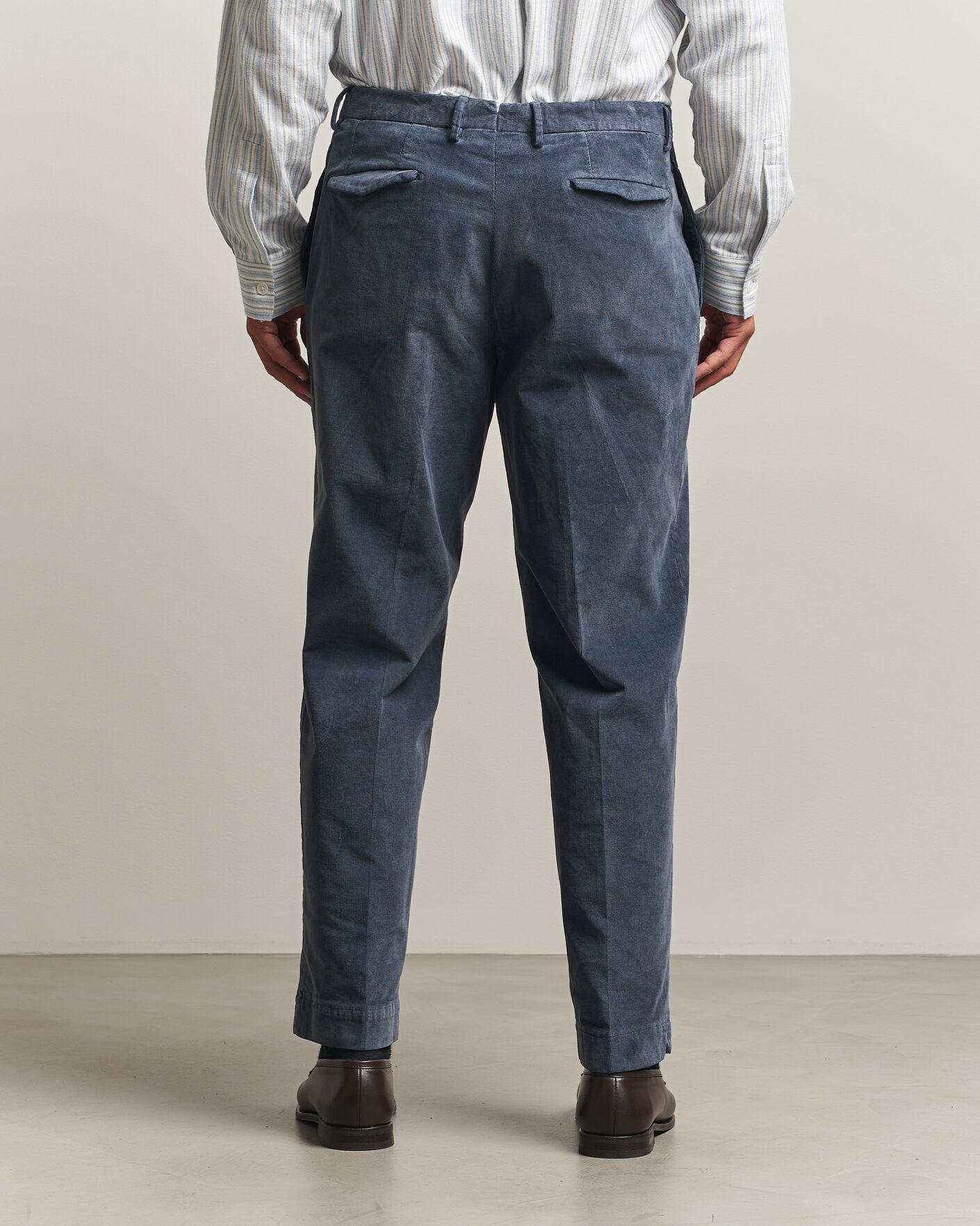 Men | Trousers | Santaniello | Corduroy Trousers Iron Blue