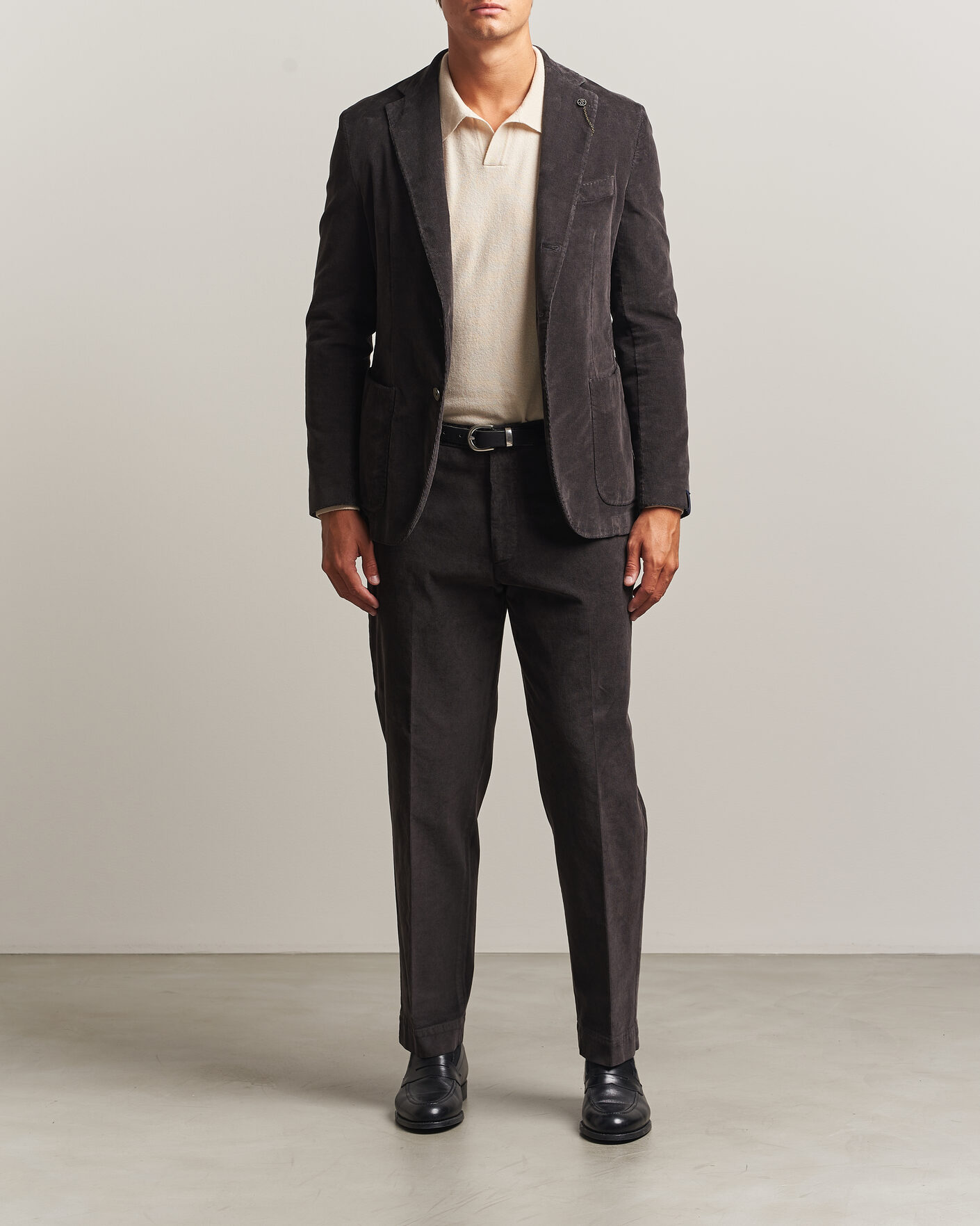 Men | Trousers | Santaniello | Corduroy Trousers Dark Grey