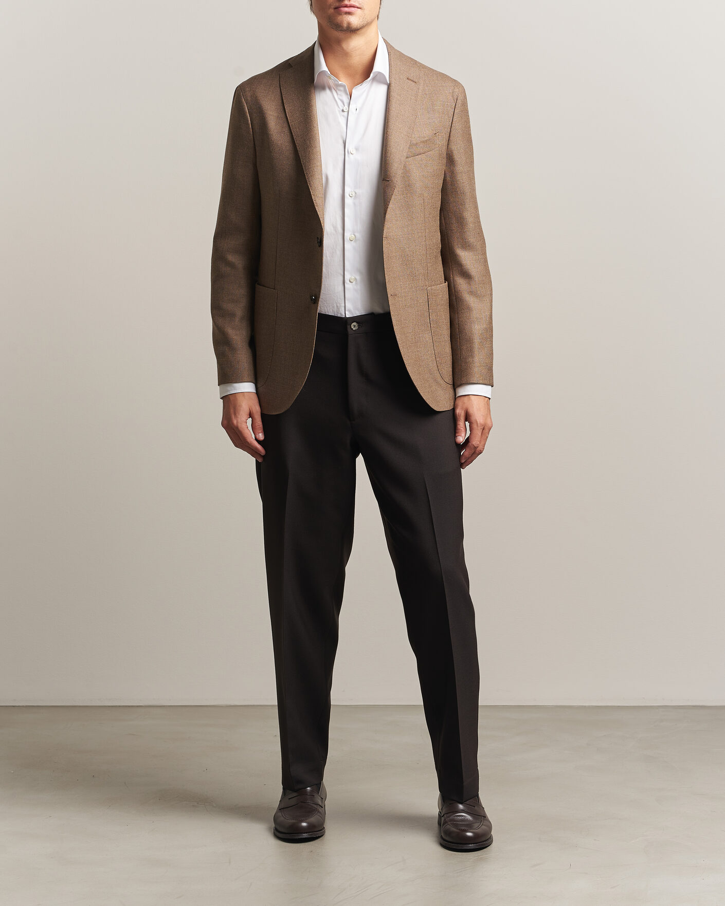 Men | Trousers | Santaniello | Wool Trousers Brown