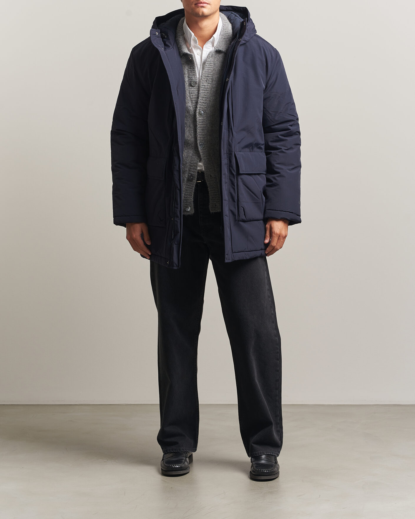 Men | Coats & Jackets | LES DEUX | Padded Parka Coat Dark Navy
