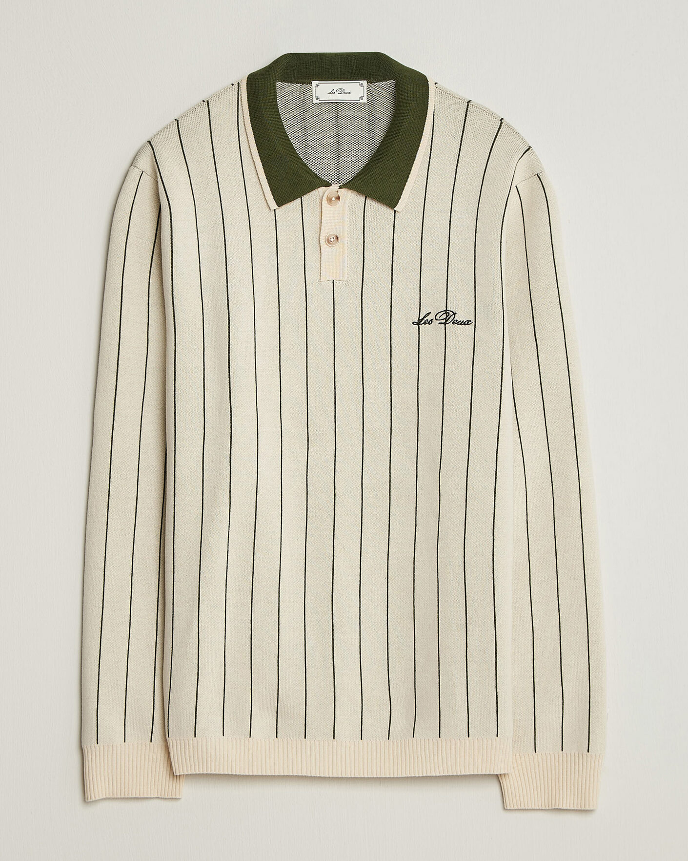 Men | Sweaters & Knitwear | LES DEUX | Signature Knitted Long Sleeve Polo Ivory