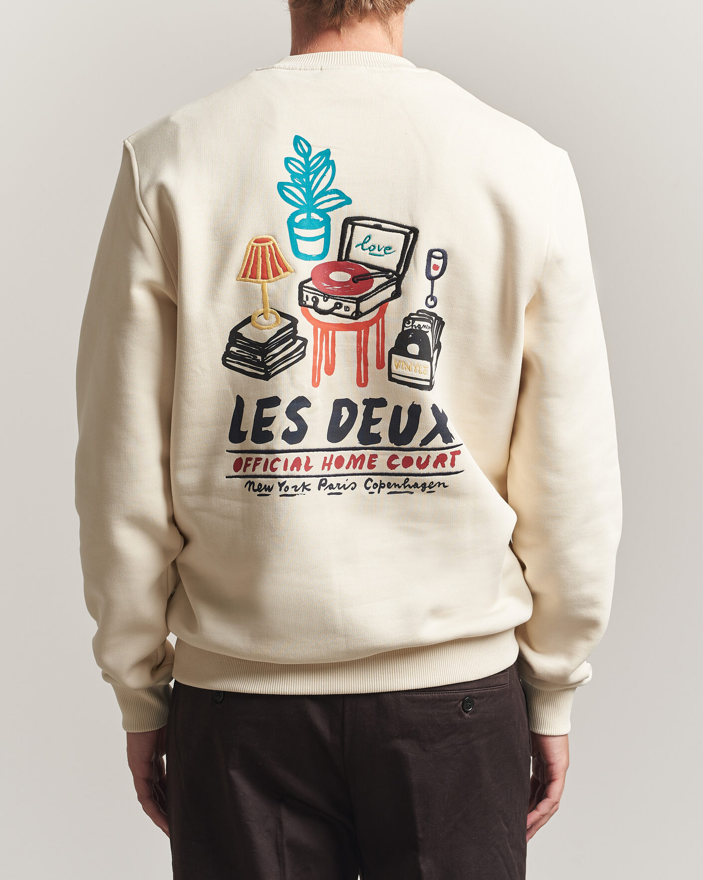 Men | Sweaters & Knitwear | LES DEUX | Record Sweatshirt Ivory