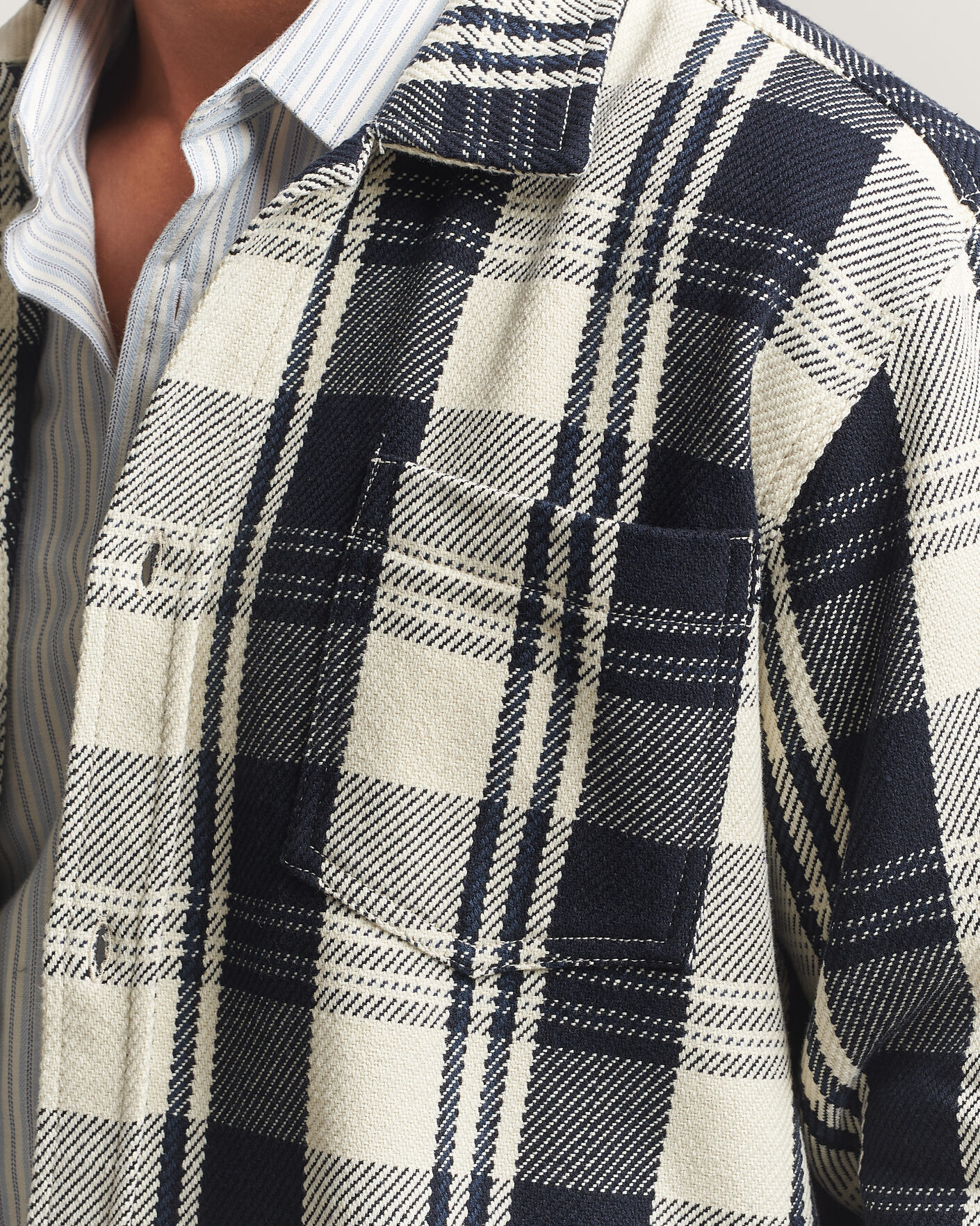 Men | Shirts | LES DEUX | Structured Check Overshirt Dark Navy