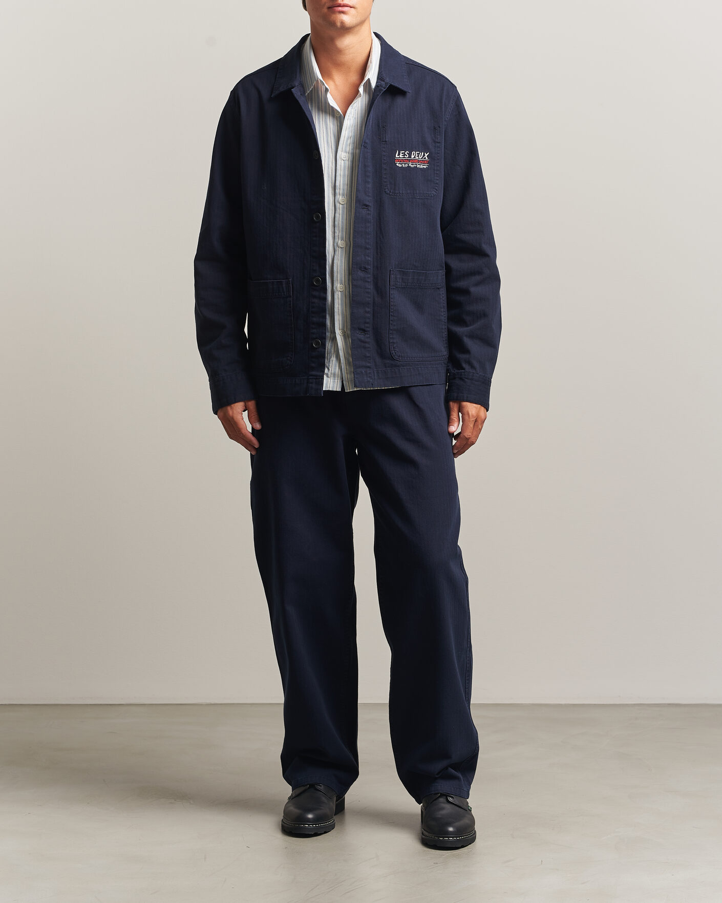 Men | Shirts | LES DEUX | Herringbone Artist Overshirt Dark Navy