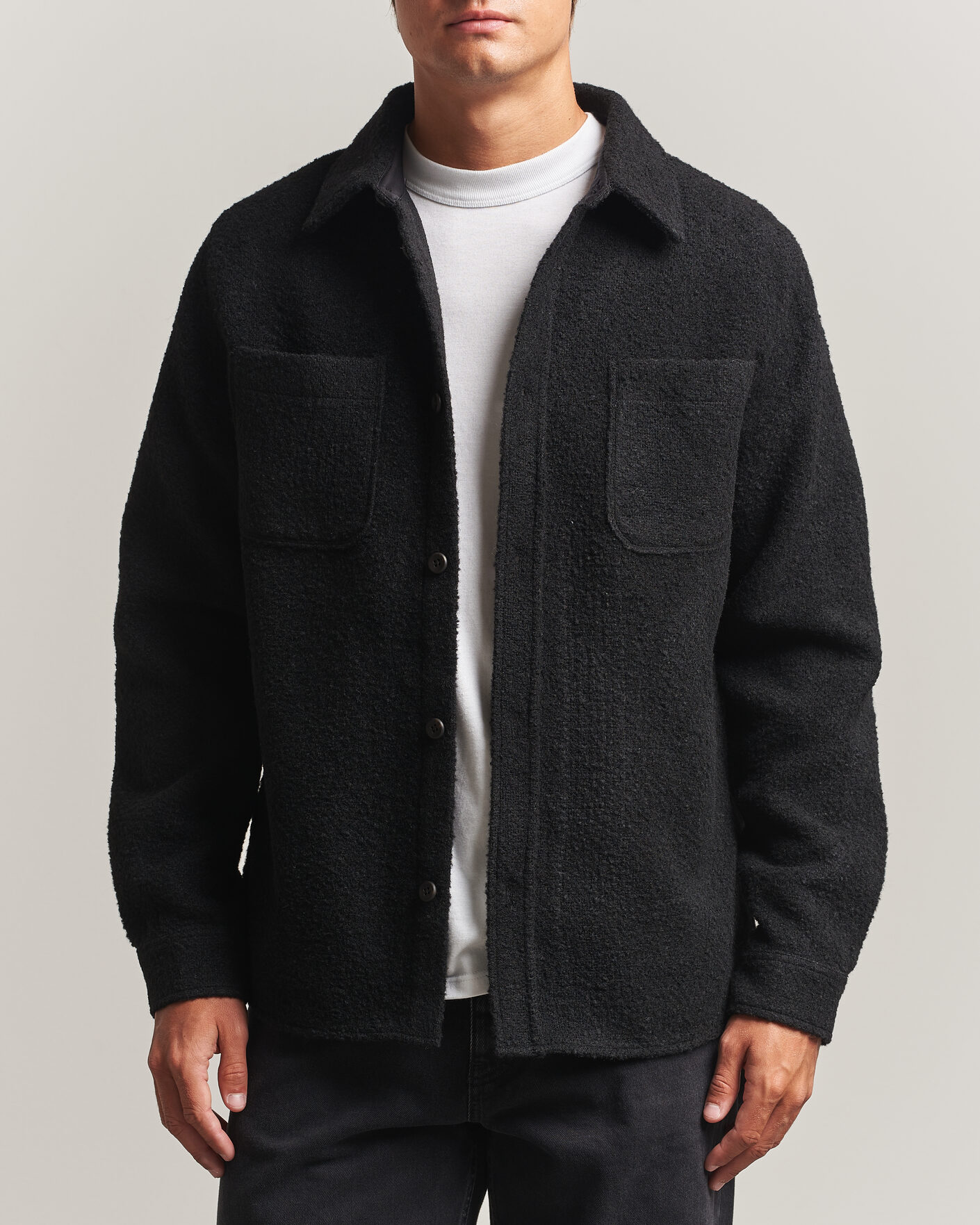 Men | Shirts | LES DEUX | Boucle Overshirt Black