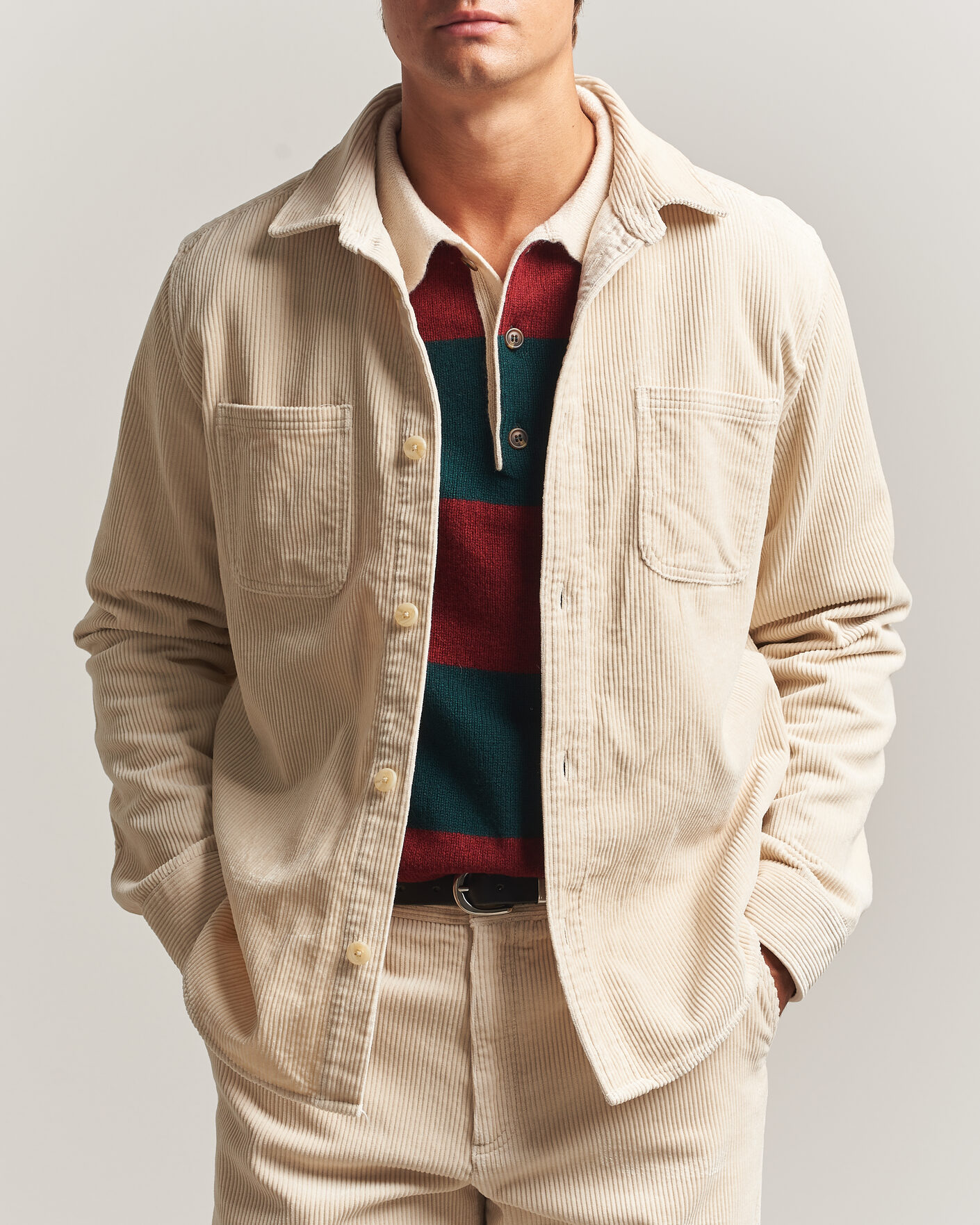 Men | Shirts | LES DEUX | Corduroy Overshirt Ivory