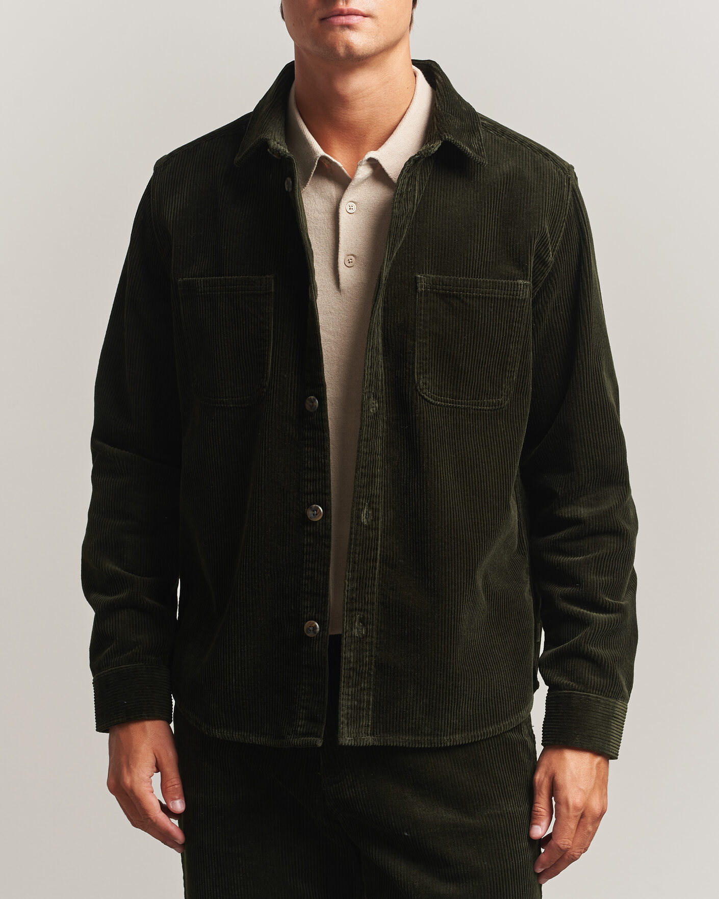 Men | Shirts | LES DEUX | Corduroy Overshirt Rosin Green
