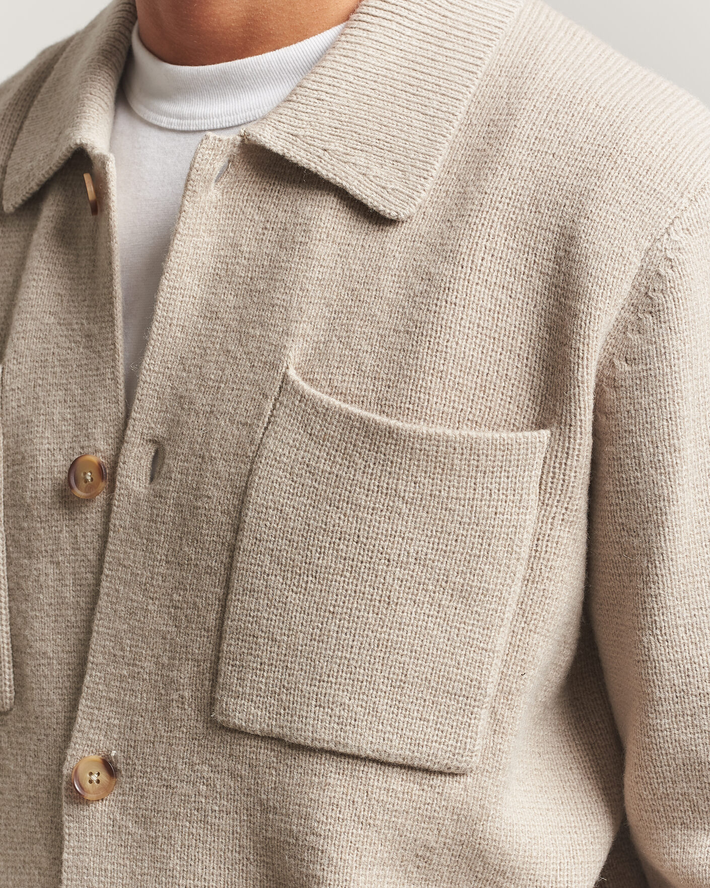 Men | Sweaters & Knitwear | LES DEUX | Milano Knit Overshirt Light Sand