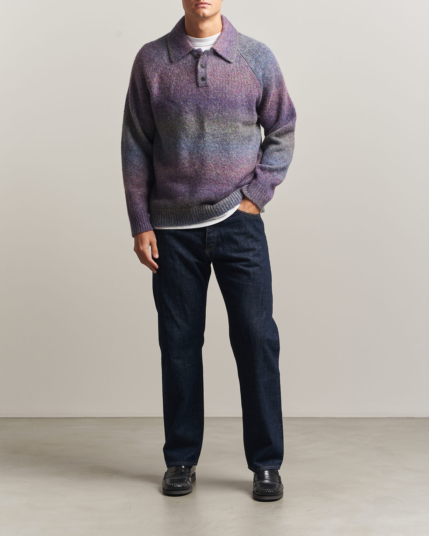 Men | Sweaters & Knitwear | LES DEUX | Gradient Knitted Polo Spiced Plum