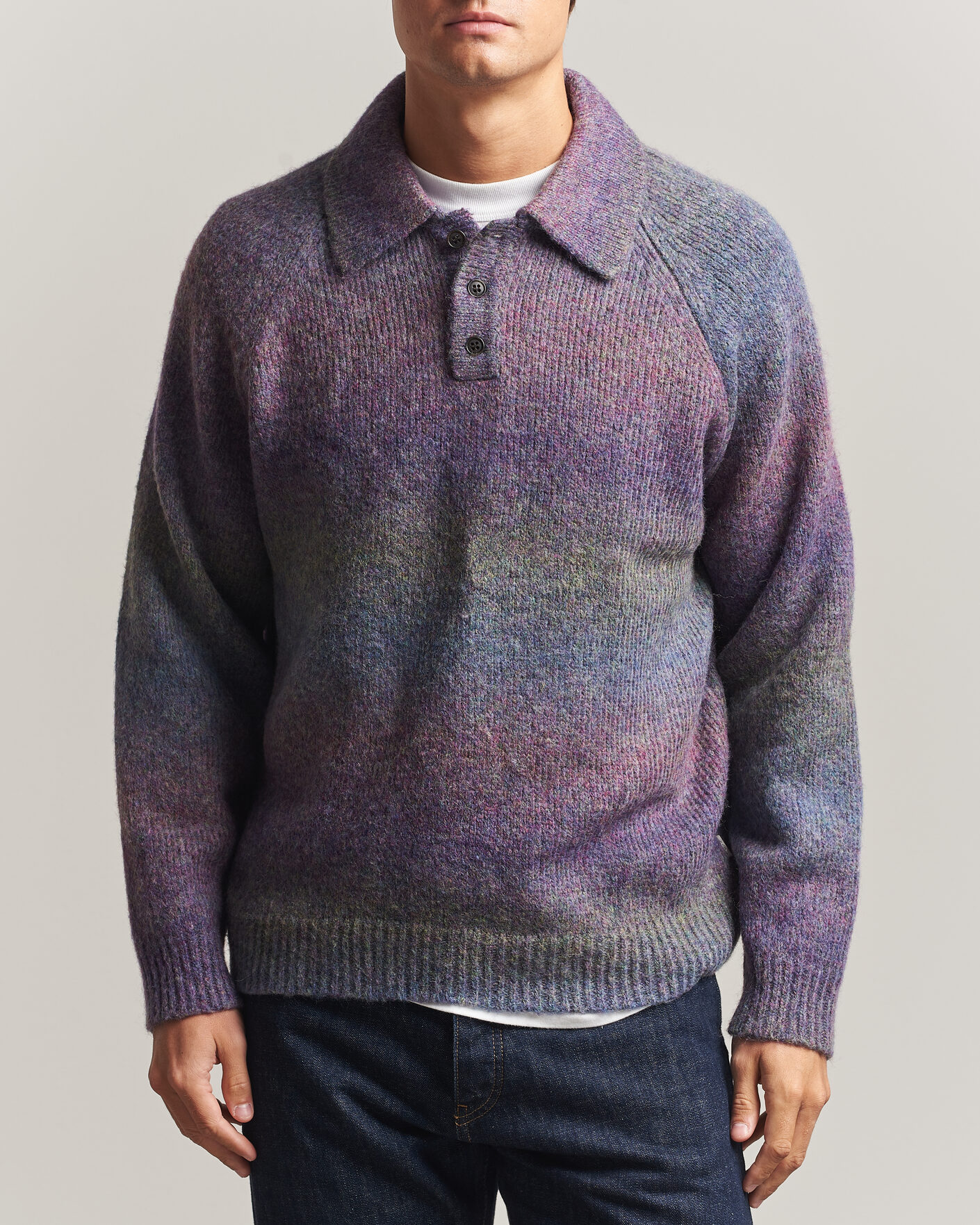 Men | Sweaters & Knitwear | LES DEUX | Gradient Knitted Polo Spiced Plum