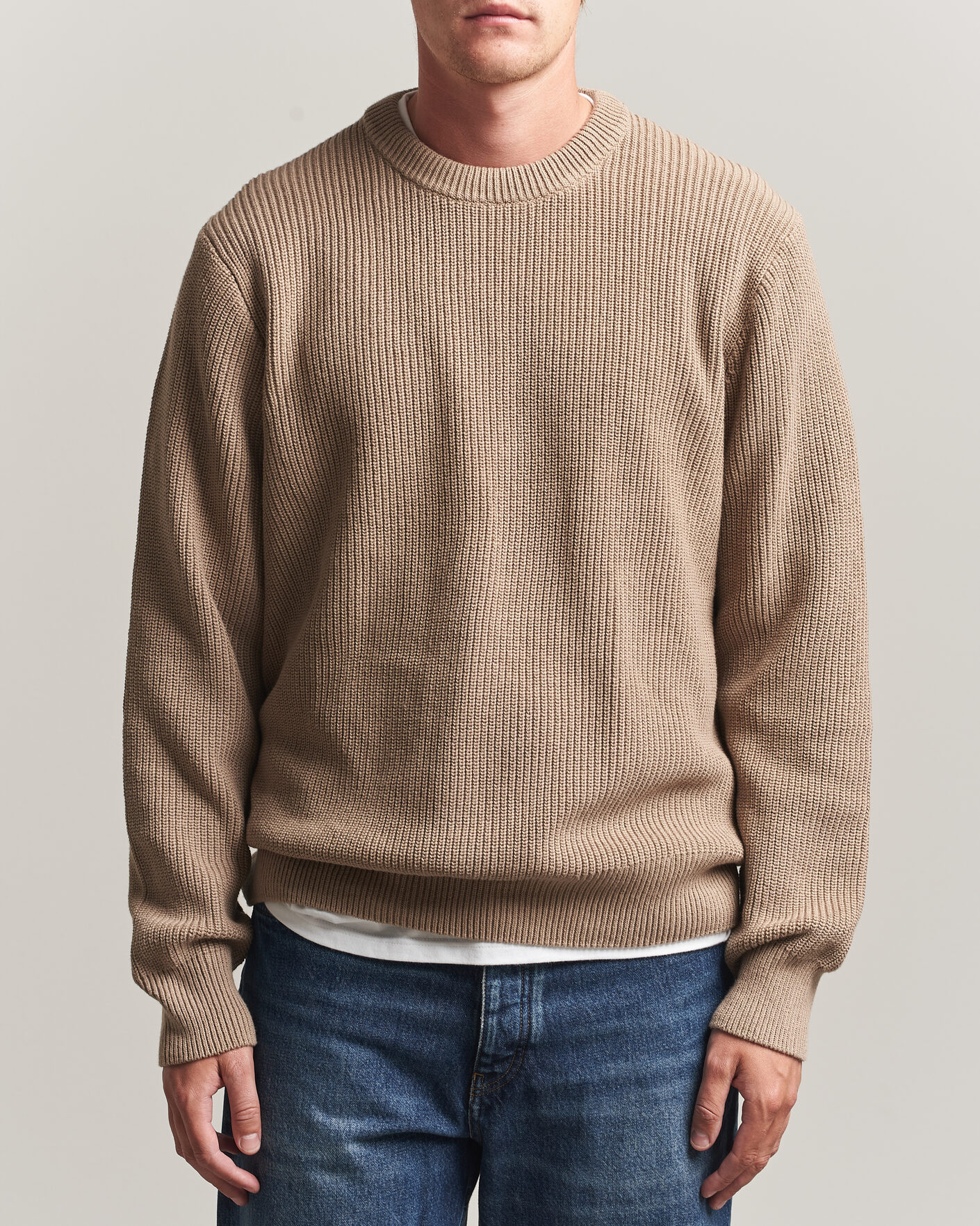 Men | Sweaters & Knitwear | LES DEUX | Rib Crewneck Knit Dark Sand