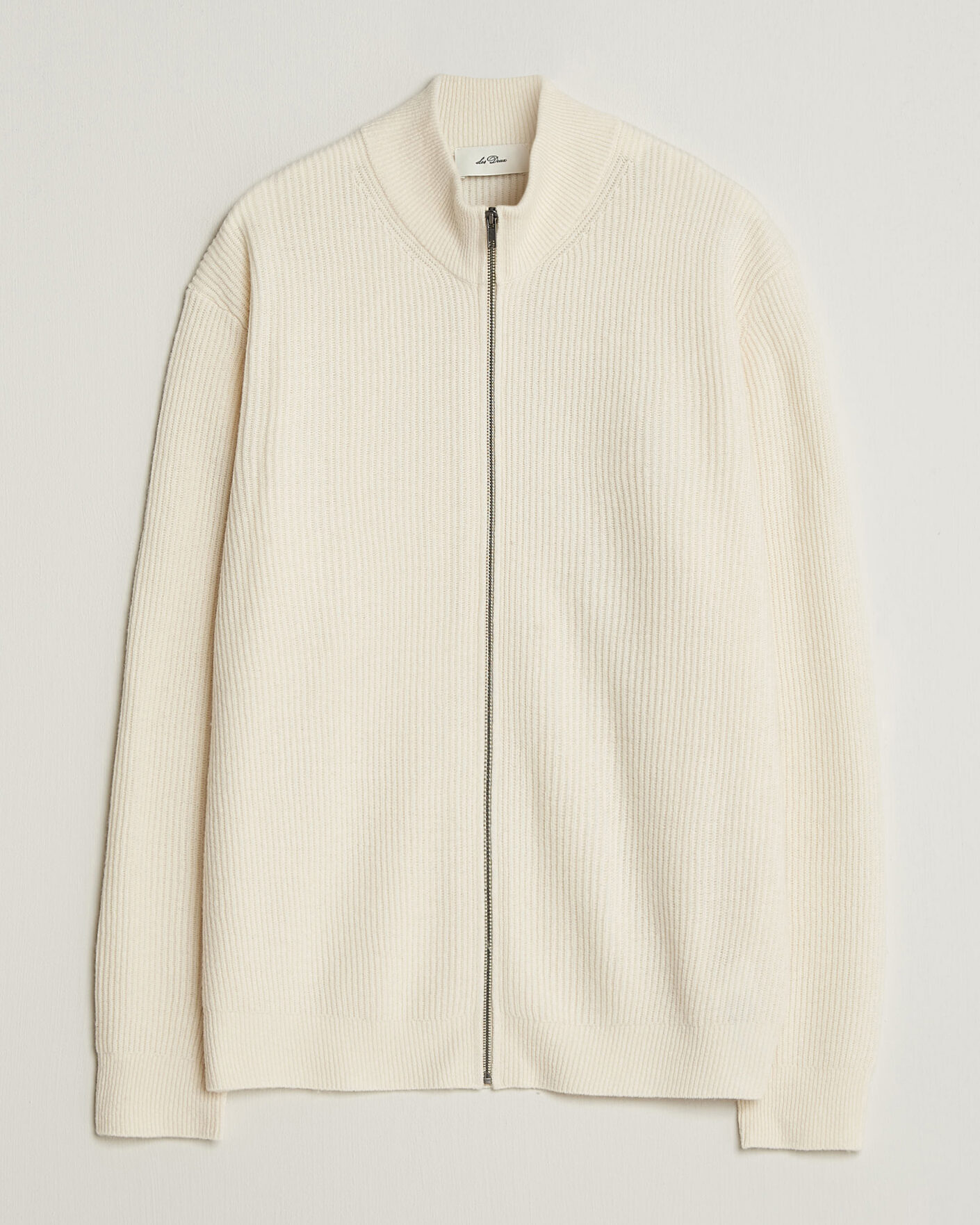 Men | Sweaters & Knitwear | LES DEUX | Wool Rib Zipper Knit Ivory Melange