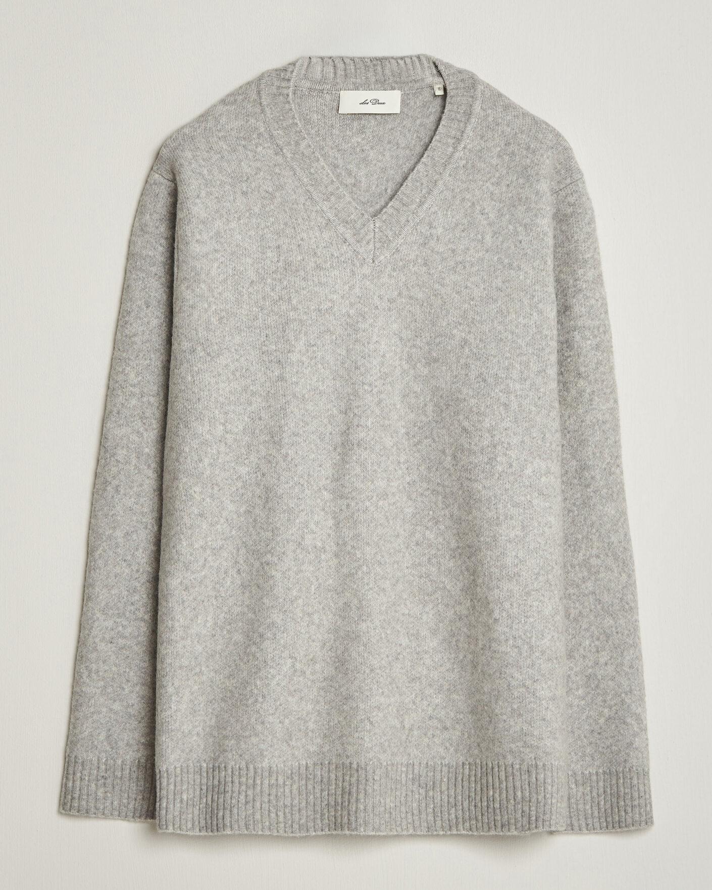 Men | Sweaters & Knitwear | LES DEUX | Melange V-Neck Knit Grey Melange