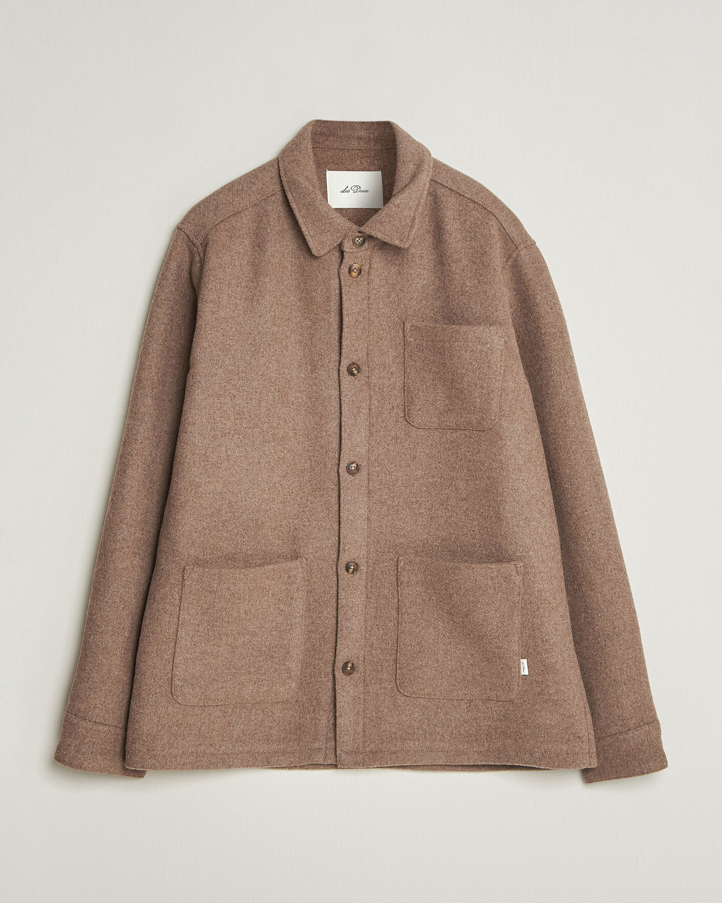 Men | Shirts | LES DEUX | Wool Overshirt Dark Sand Melange