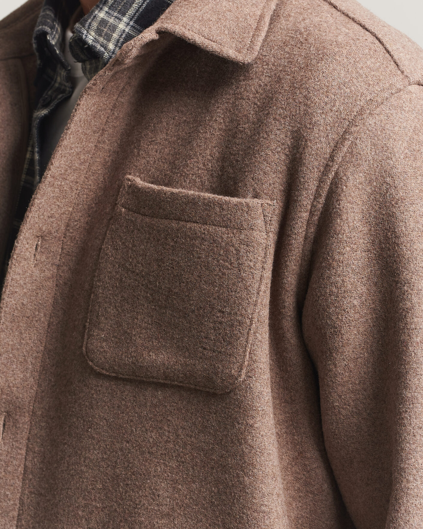 Men | Shirts | LES DEUX | Wool Overshirt Dark Sand Melange
