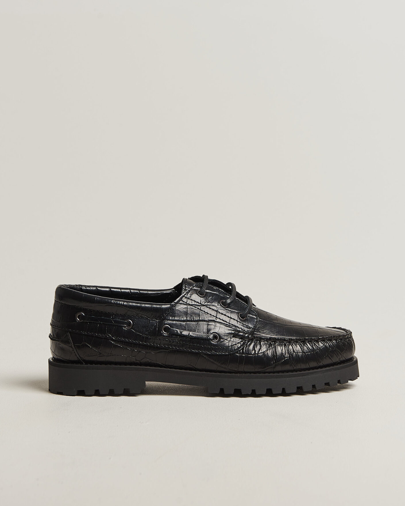 Men | Boat Shoes | LES DEUX | Croco Boat Shoe Black