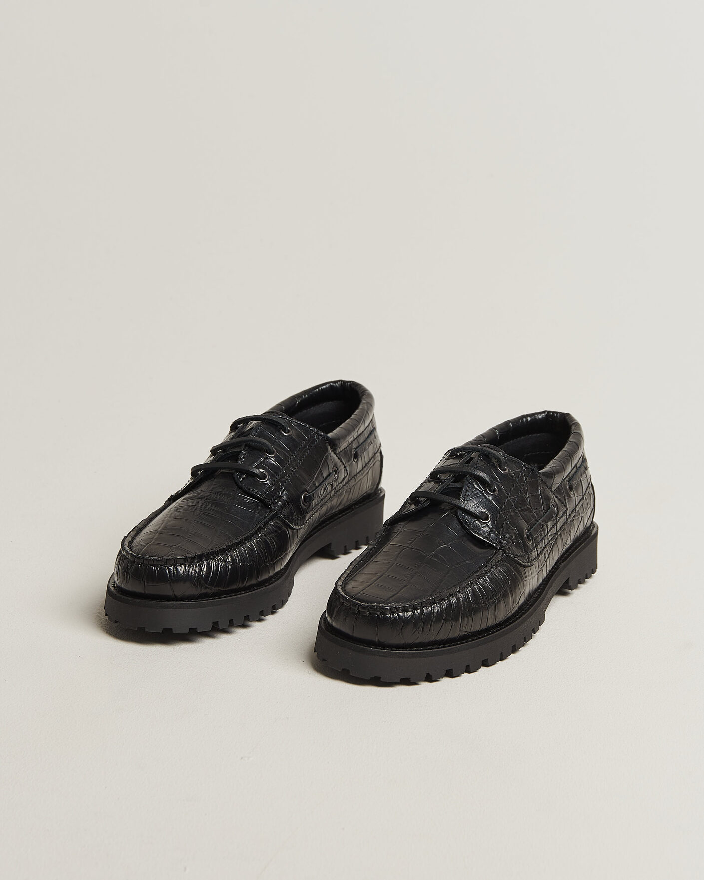 Men | Boat Shoes | LES DEUX | Croco Boat Shoe Black