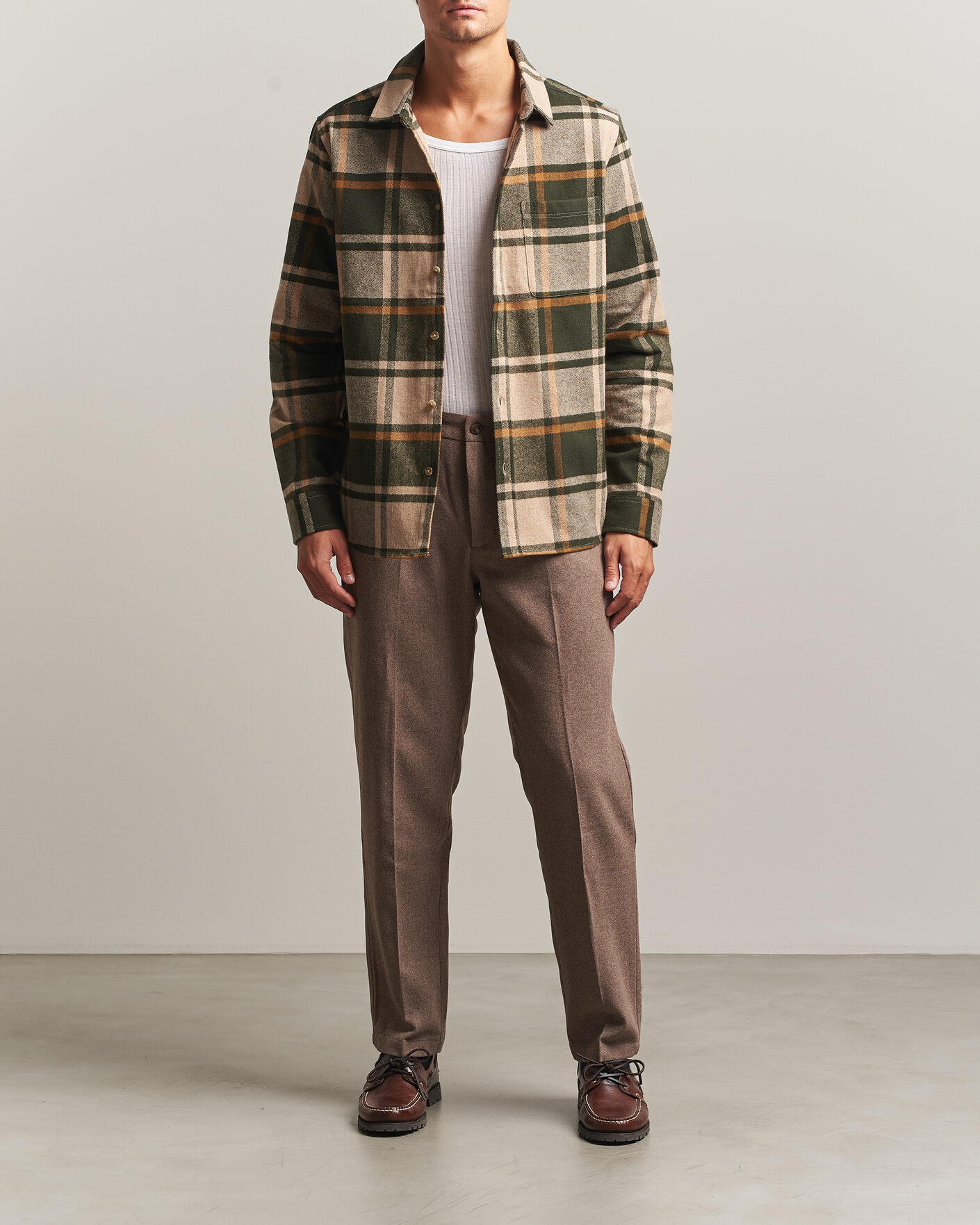 Men | Shirts | LES DEUX | Check Flannel Shirt Rosin Green