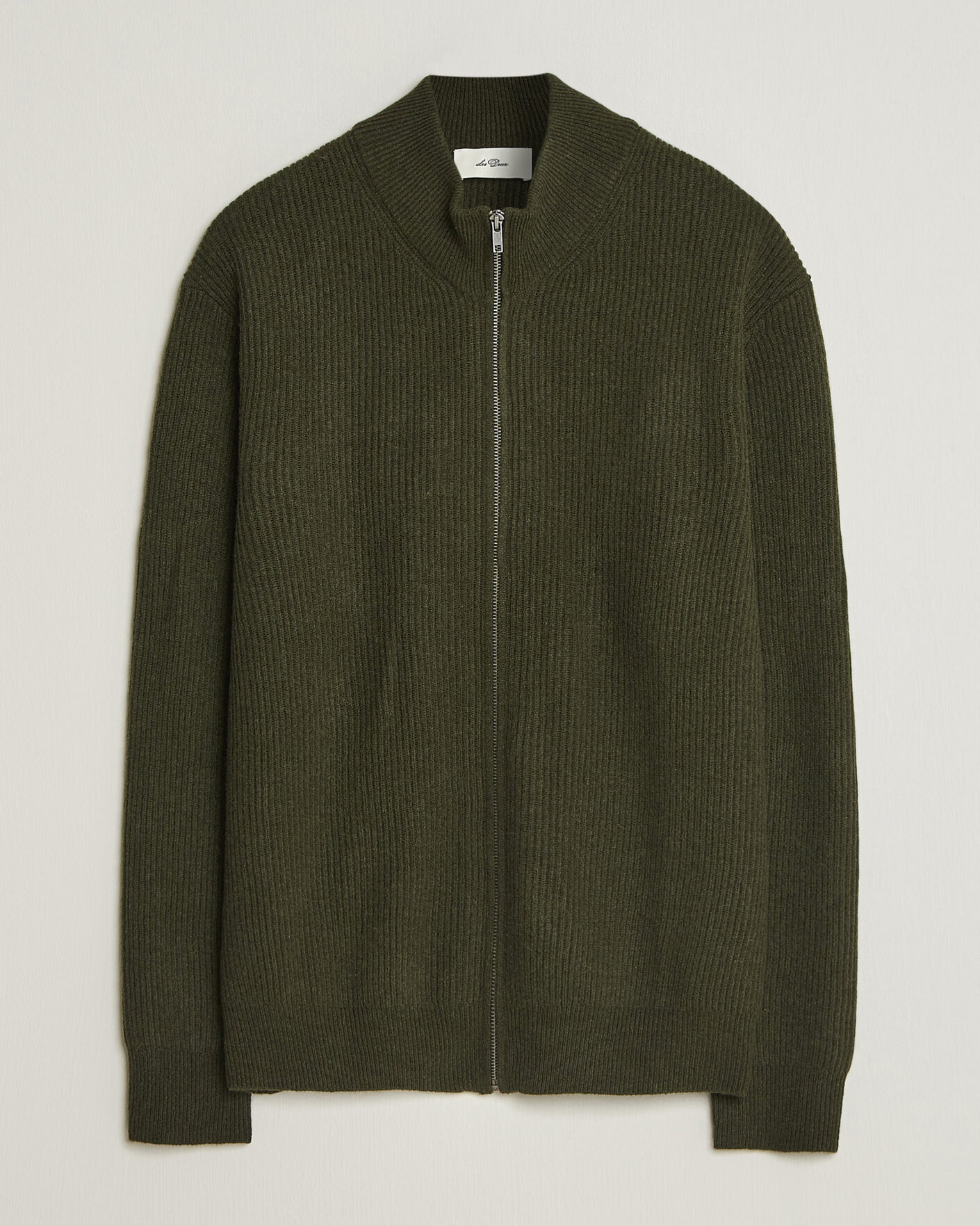 Men | Sweaters & Knitwear | LES DEUX | Wool Rib Knitter Zip Rosin Green
