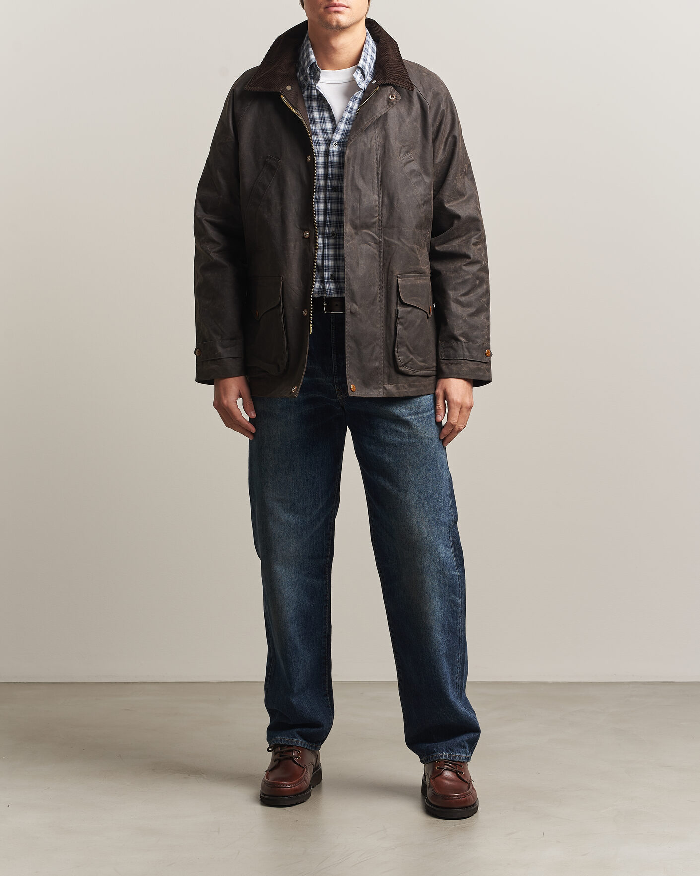Men | Coats & Jackets | Manifattura Ceccarelli | Rain Caban Wax Cloth Chocolate
