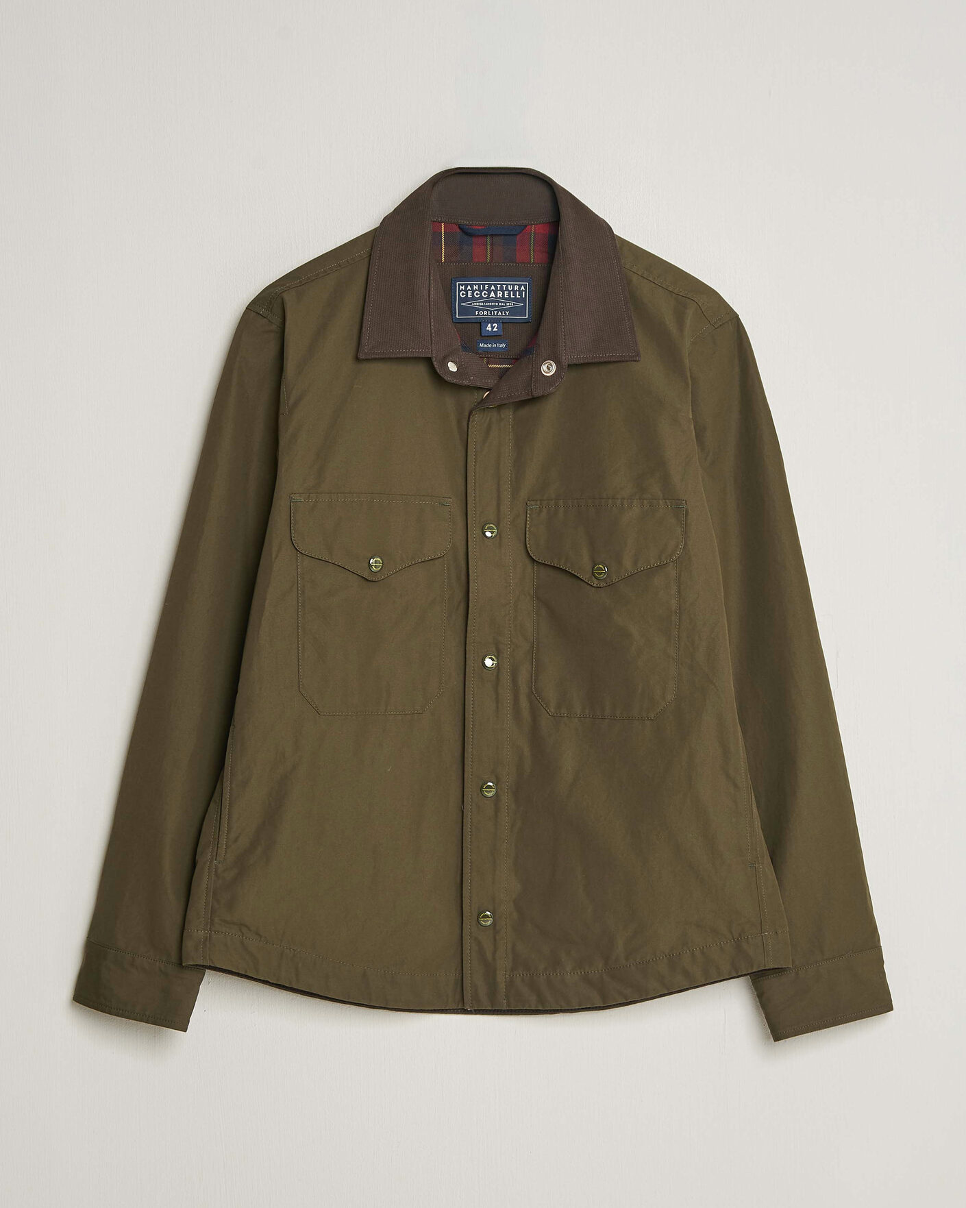 Men | Coats & Jackets | Manifattura Ceccarelli | Double Pocket Shirt Jacket Military Green