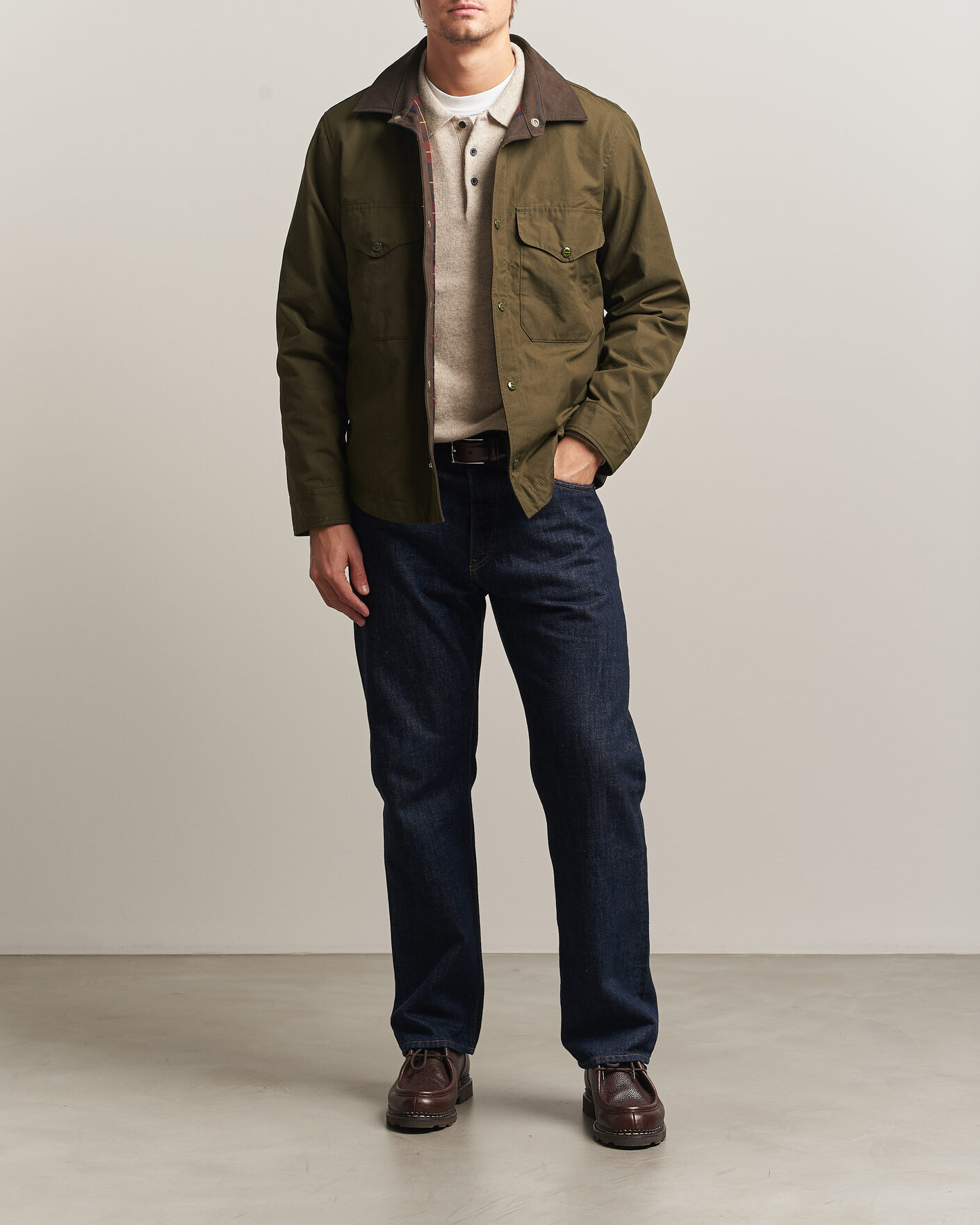 Men | Coats & Jackets | Manifattura Ceccarelli | Double Pocket Shirt Jacket Military Green