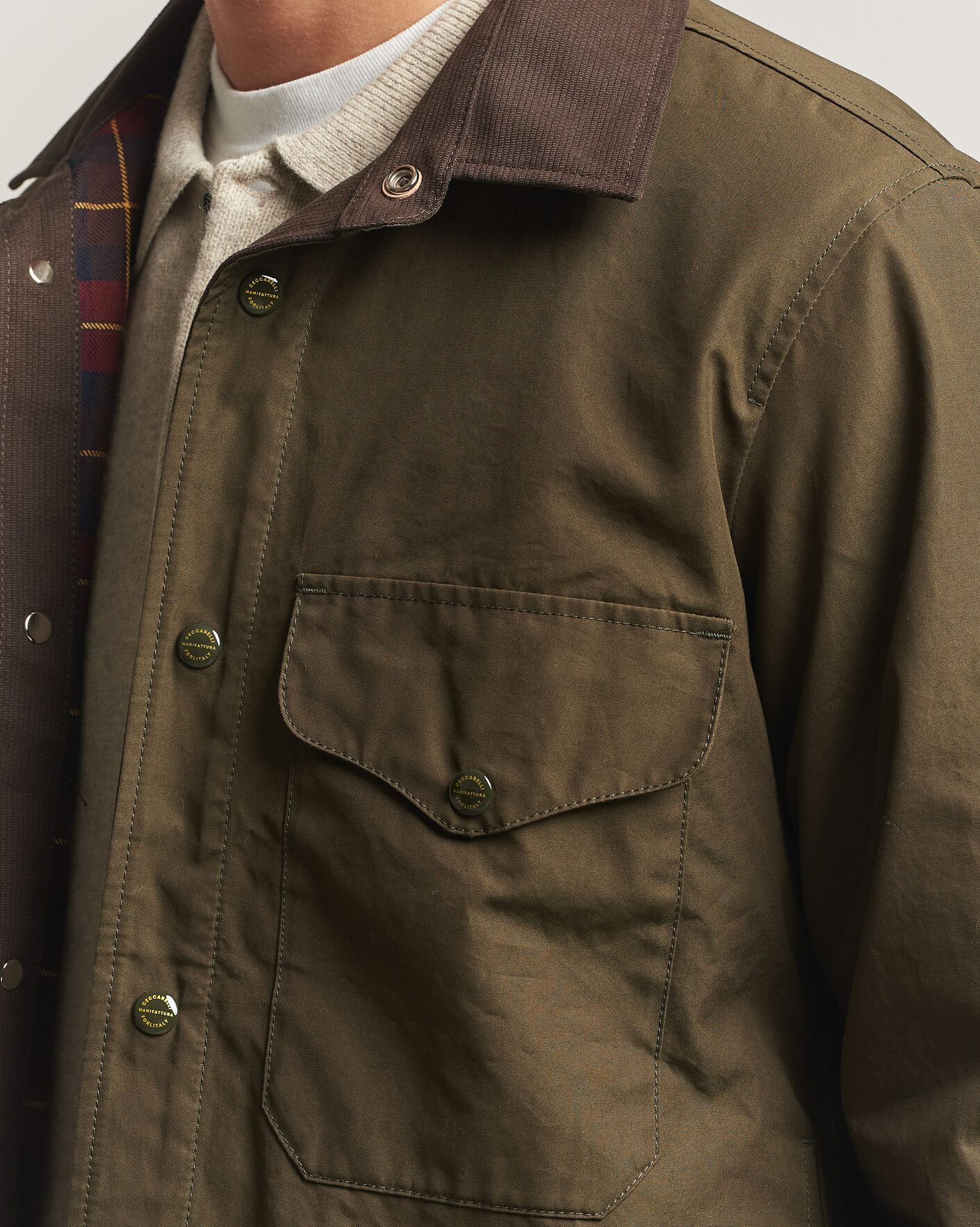 Men | Coats & Jackets | Manifattura Ceccarelli | Double Pocket Shirt Jacket Military Green