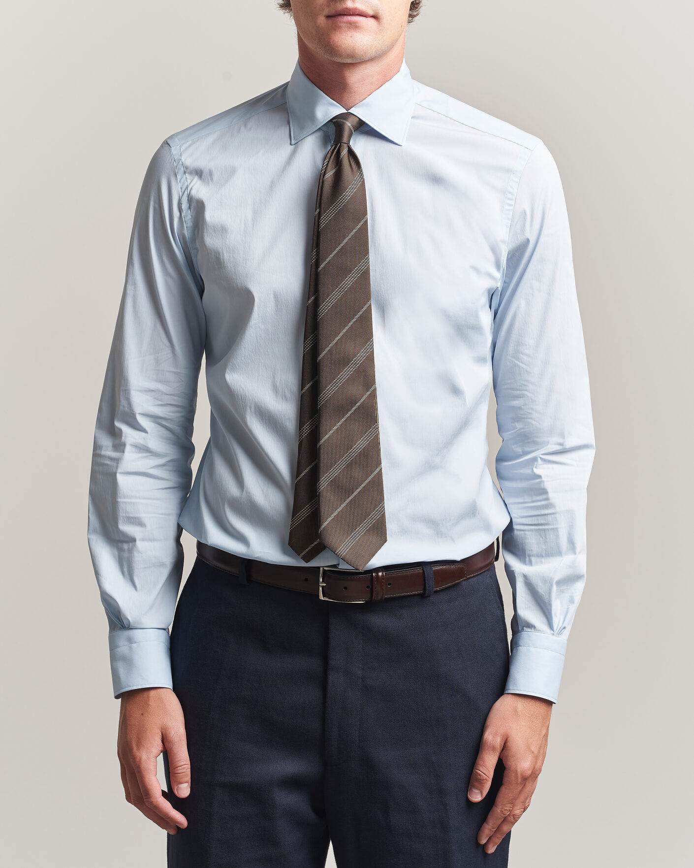 Men | Shirts | Mazzarelli | Soft Cotton Popeline Shirt Light Blue