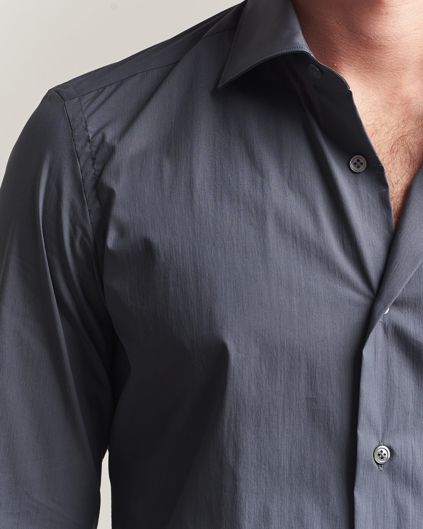 Men | Shirts | Mazzarelli | Soft Cotton Popeline Shirt Grey