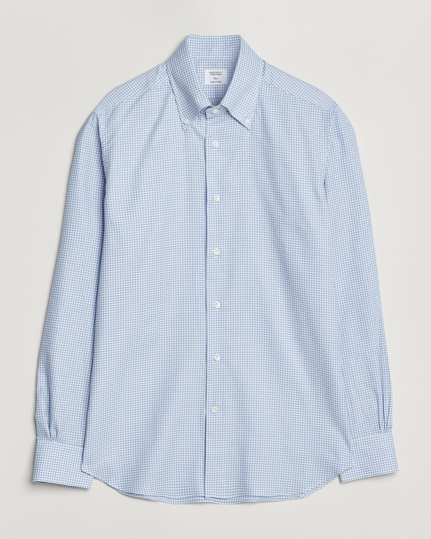 Men | Shirts | Mazzarelli | Soft Oxford Button Down Shirt Light Blue Check