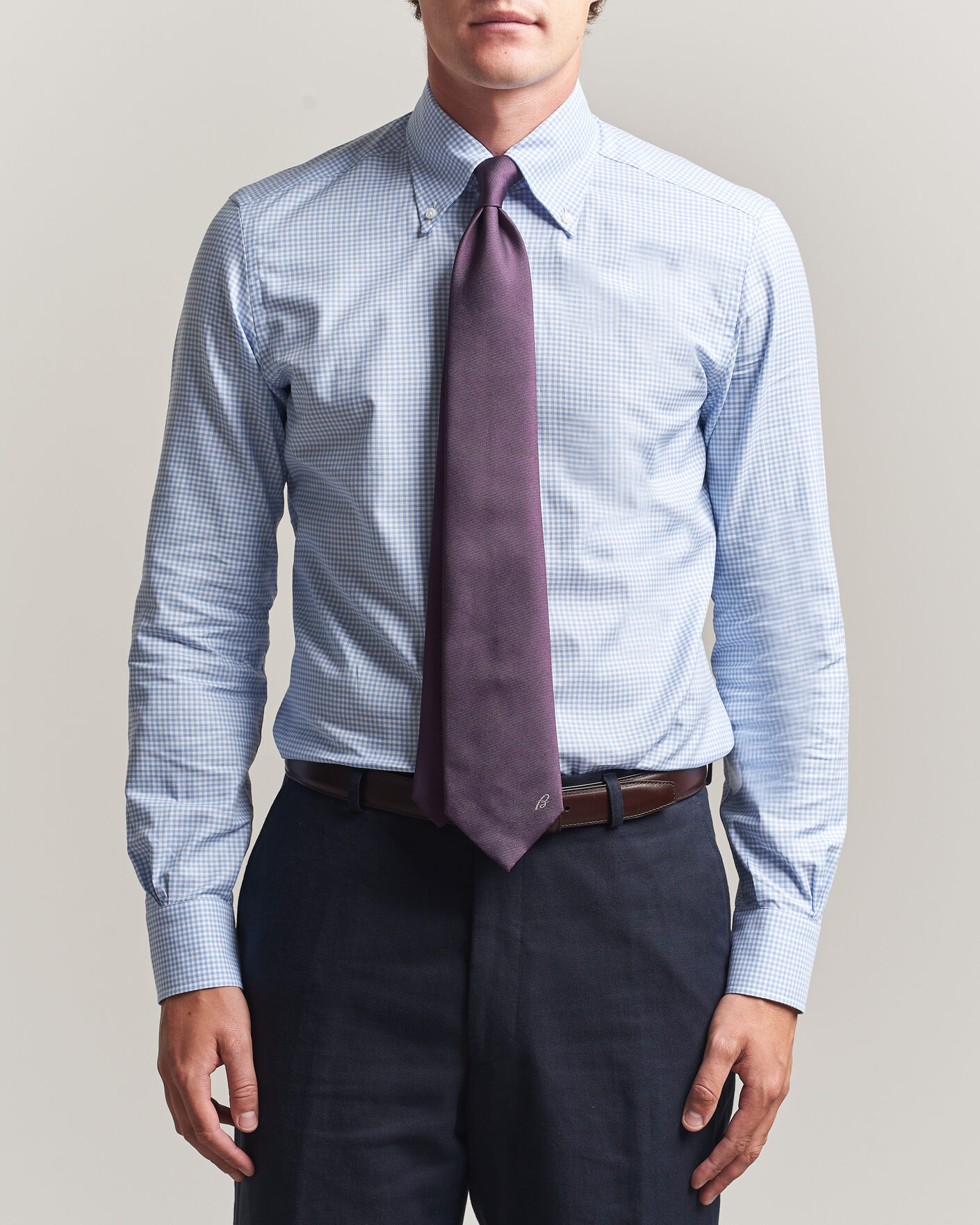 Men | Shirts | Mazzarelli | Soft Oxford Button Down Shirt Light Blue Check