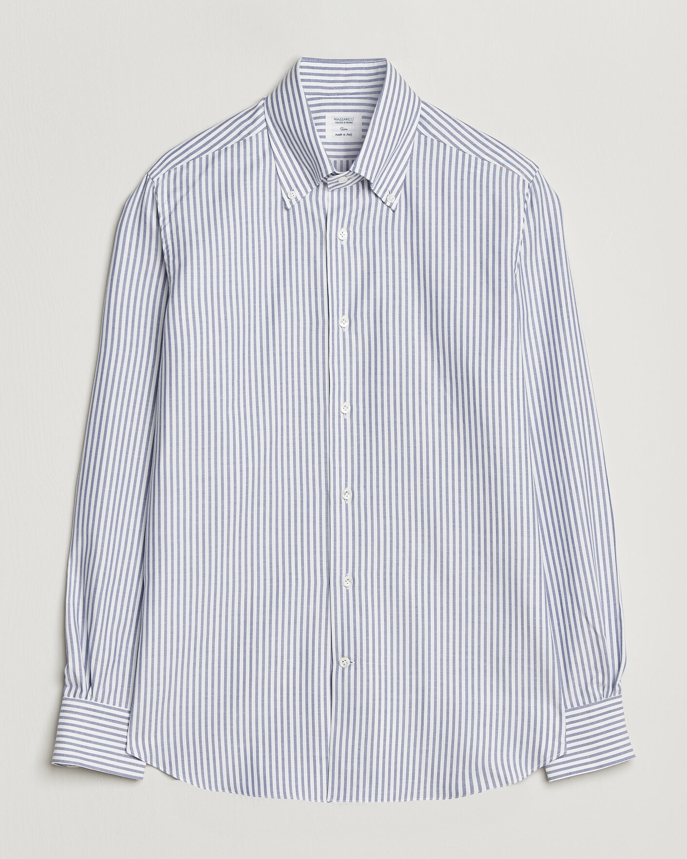 Men | Shirts | Mazzarelli | Soft Oxford Button Down Shirt Blue Stripe