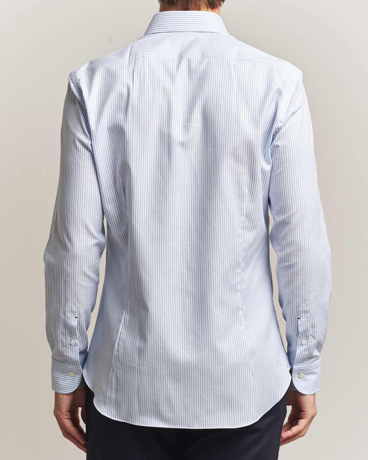 Men | Shirts | Mazzarelli | Soft Oxford Button Down Shirt Light Blue Stripe