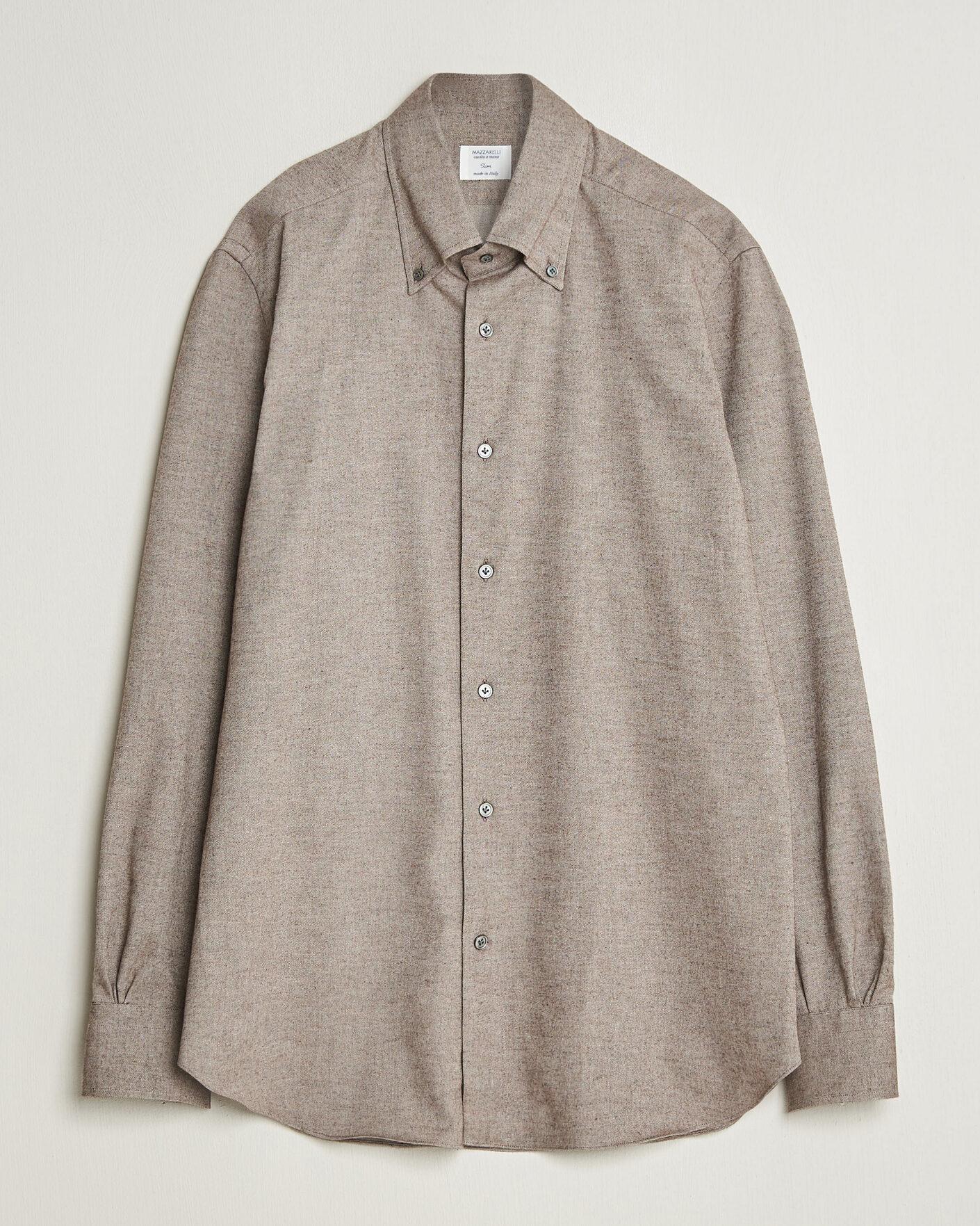 Men | Shirts | Mazzarelli | Soft Flannel Button Down Shirt Taupe