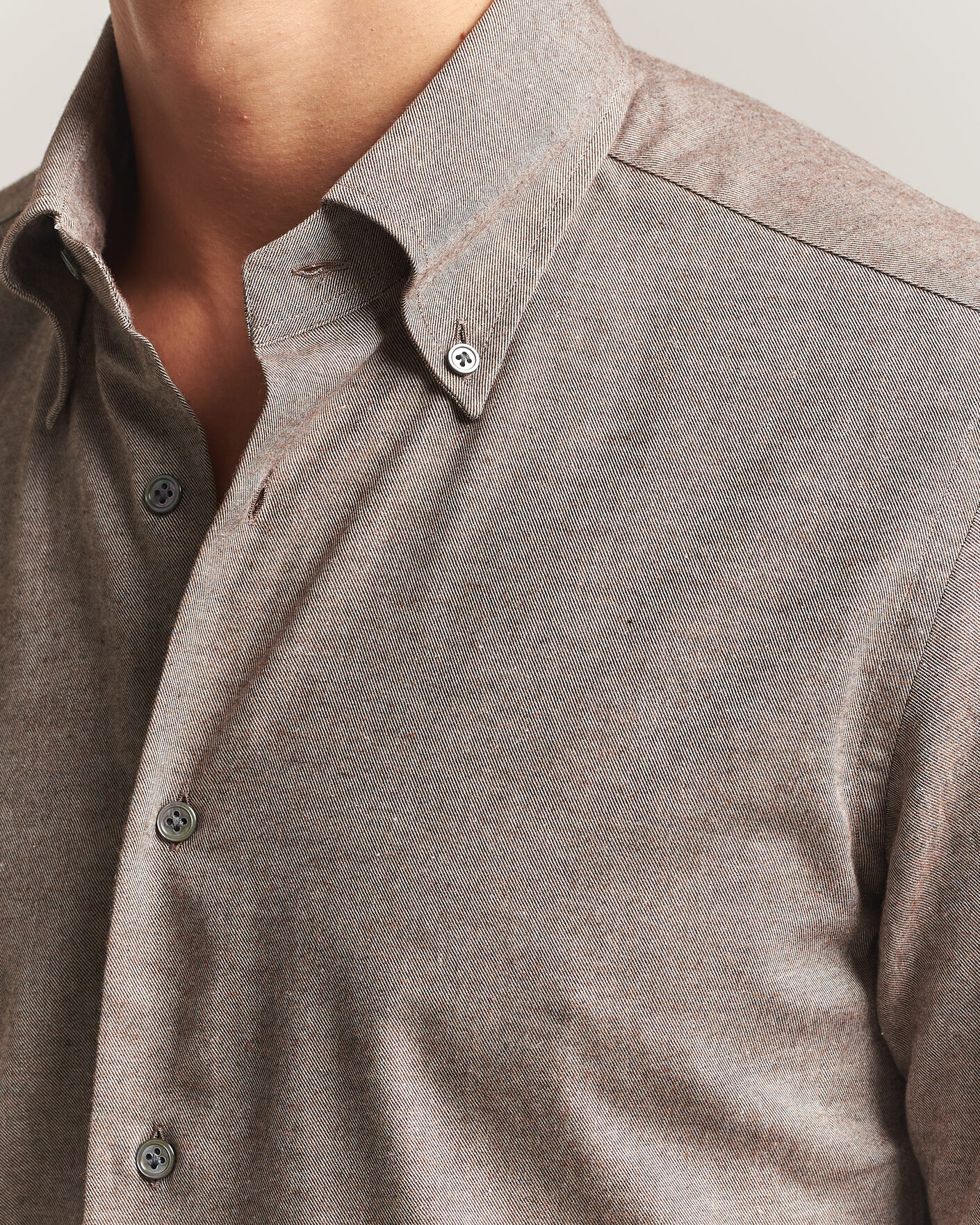Men | Shirts | Mazzarelli | Soft Flannel Button Down Shirt Taupe