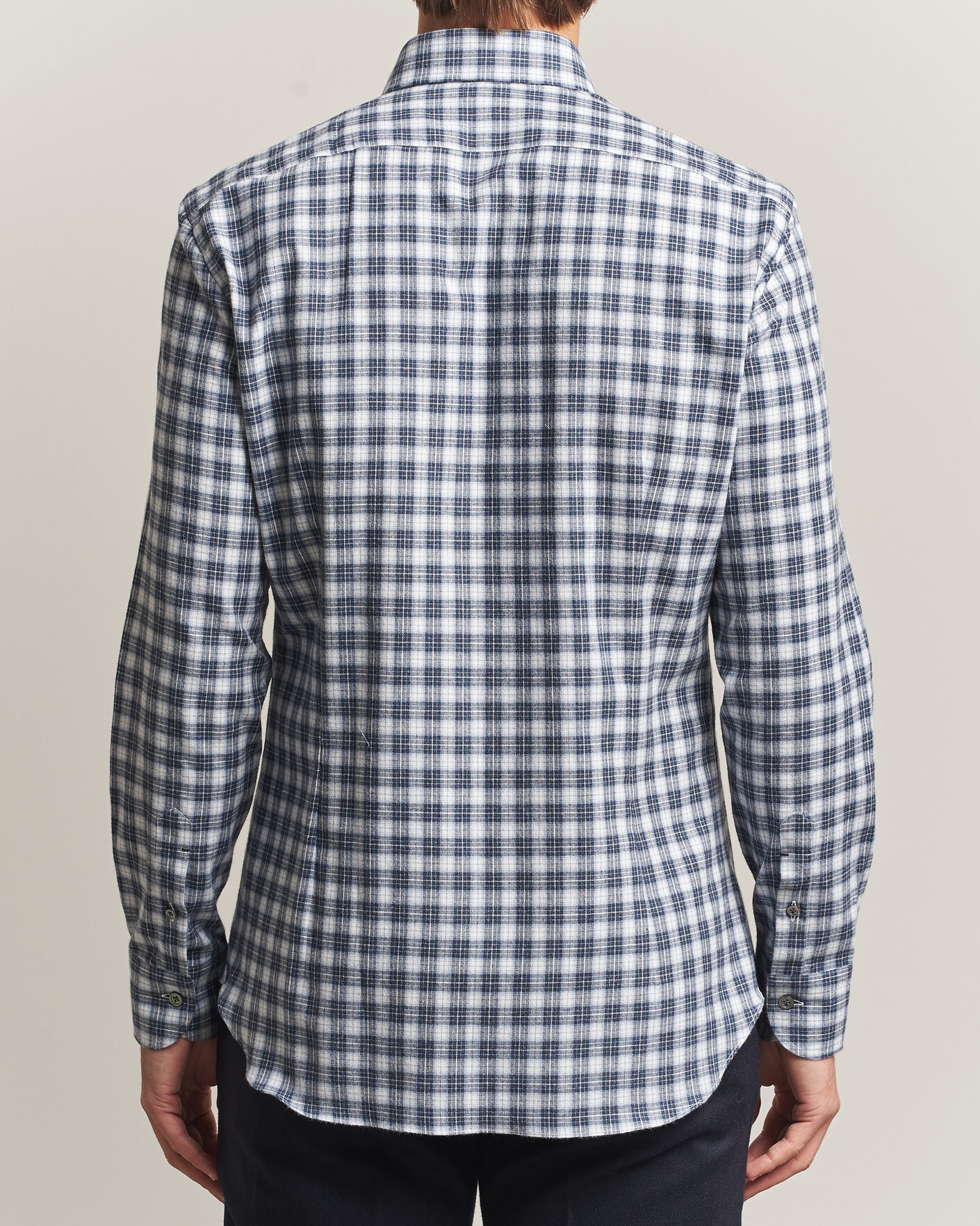 Men | Shirts | Mazzarelli | Soft Flannel Button Down Shirt Navy