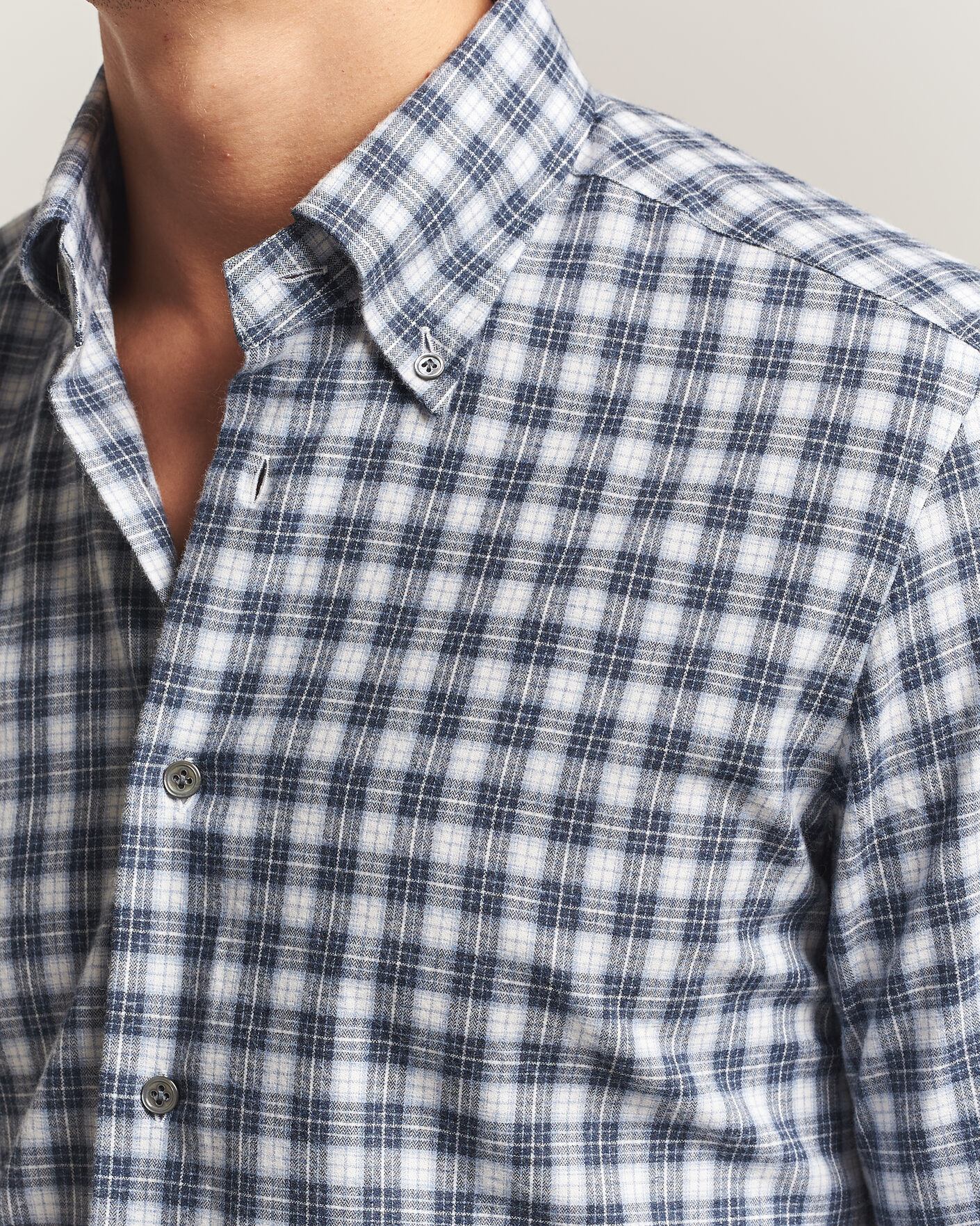 Men | Shirts | Mazzarelli | Soft Flannel Button Down Shirt Navy